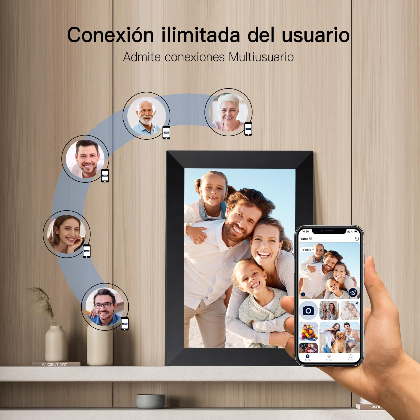 Humblestead Cadre Photo numérique 10,1 Pouces WiFi, IPS Écran Tactile Le Cloud Intelligent Cadre Photo 32gb, Partagez Vos Photos ou vidéos Via l’app AiMOR, Rotation Automatique, Montage Mural