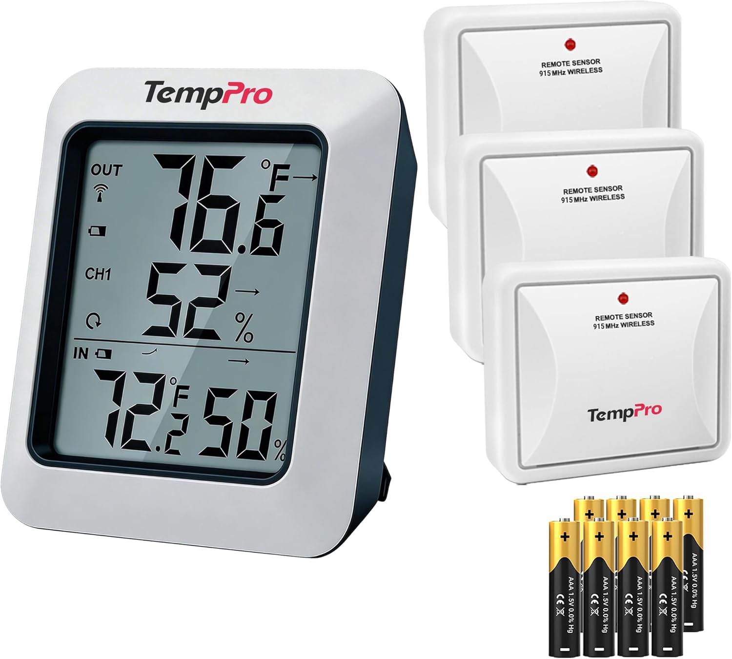TempPro TP60-3 Digital Hygrometer Indoor Outdoor Thermometer Wireless Temperature and Humidity Gauge Monitor Room Thermometer with 500ft/150m Range Humidity Meter (Previously ThermoPro)
