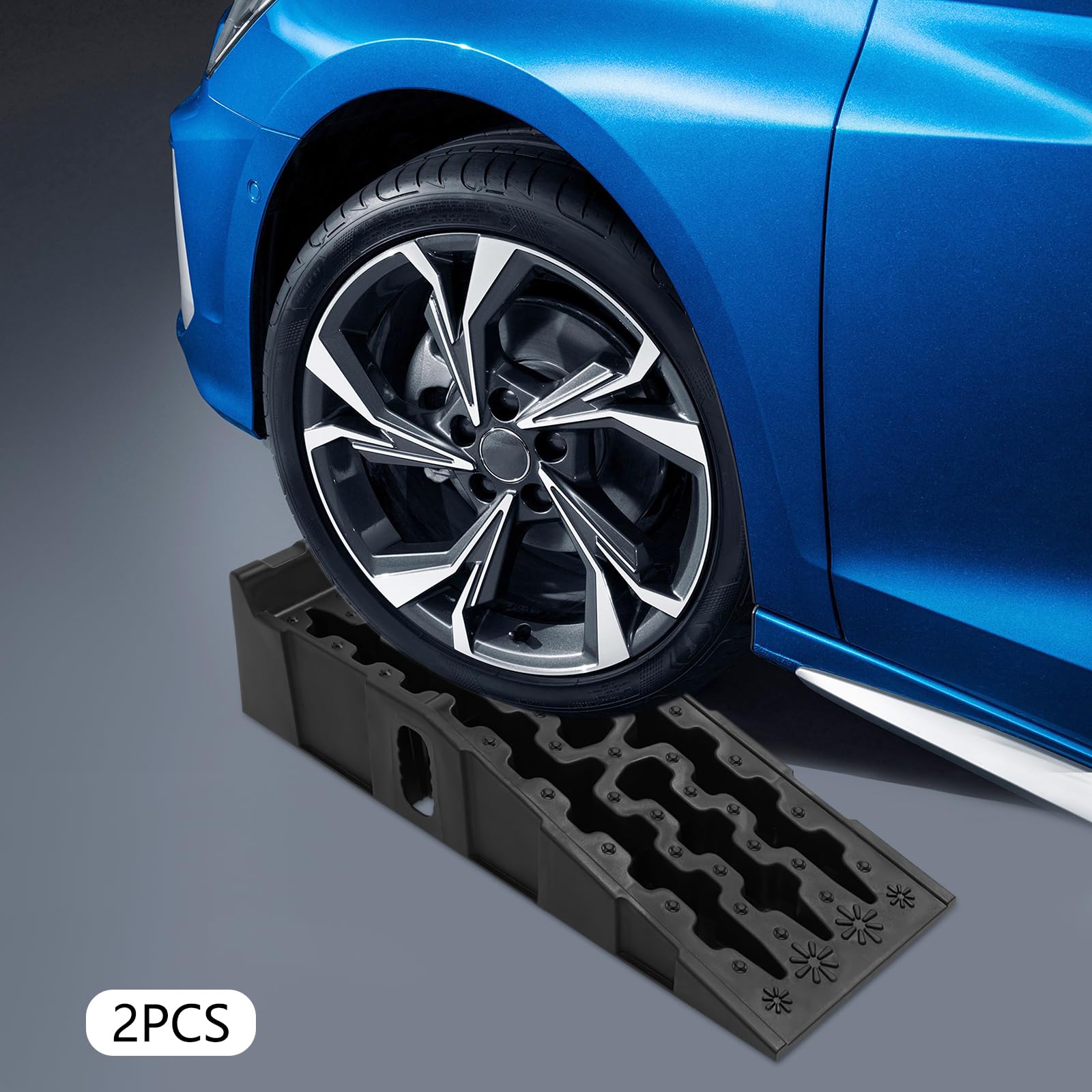Juego de 2 rampas de carga para coche, rampa de carga pesada, antideslizante, rampa de carga ancha con protección contra sobrecarga, para remolque, reparación