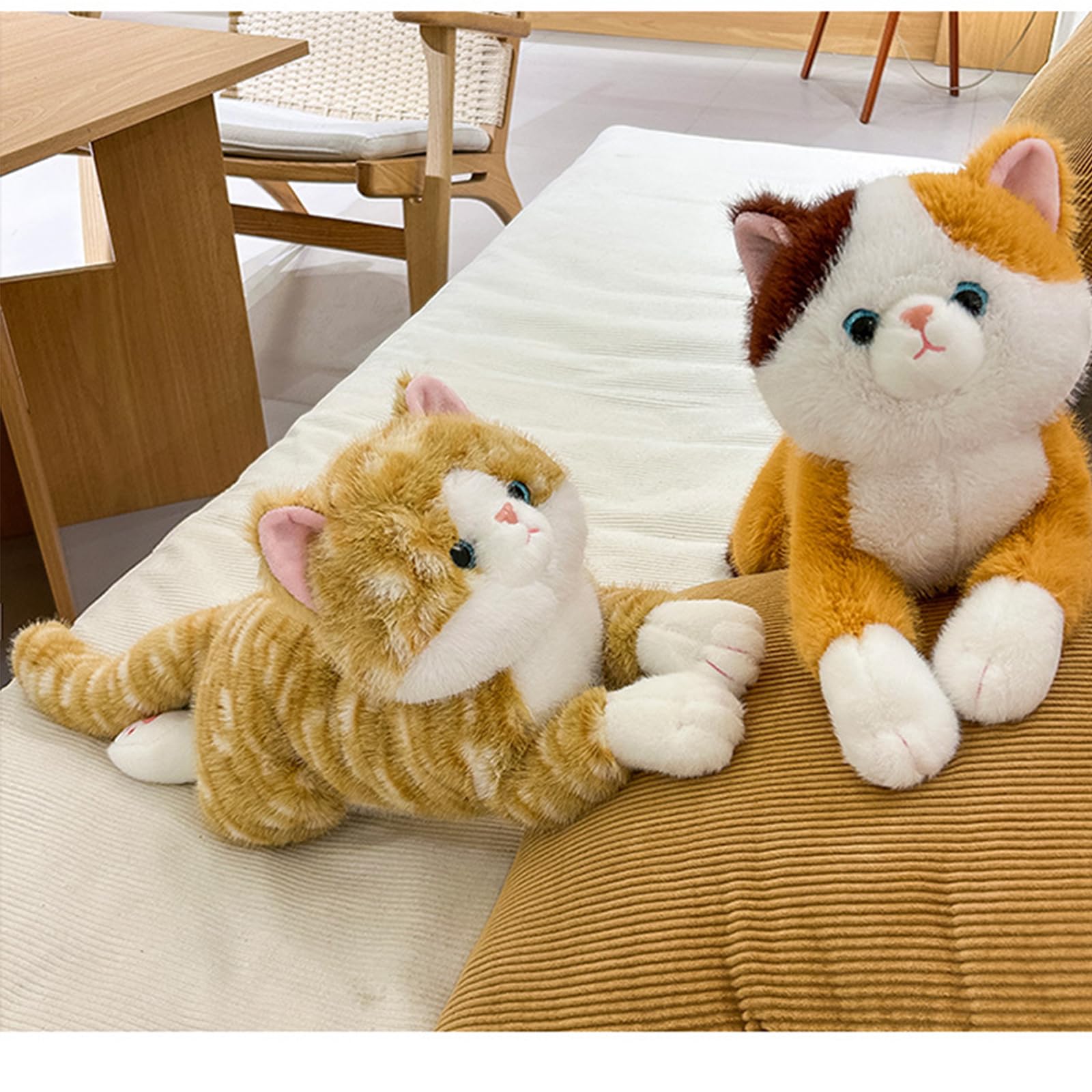 Kuscheltier Katze, Liegend Katzen Plüschtier, Kätzchen Stofftier Spielzeug, Kuschelkissen Geschenk für Kuscheln & Spielen (65cm,Graue Katze)