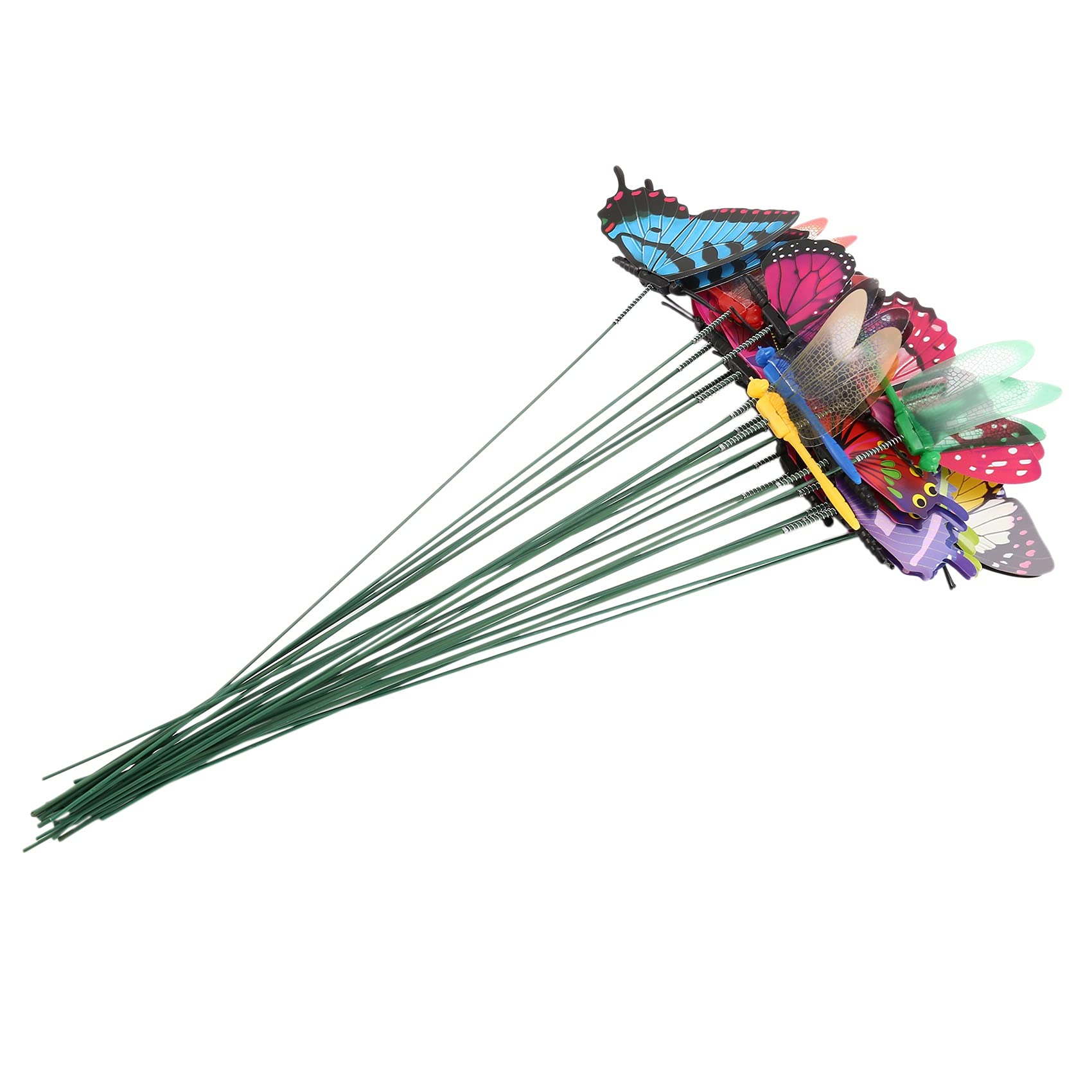 CTRLZS 20 Pieces Garden Butterflies Stakes And 4 Pieces Dragonflies Stakes Garden Ornaments For Yard Patio Party Decorations, Totally 24 Pieces