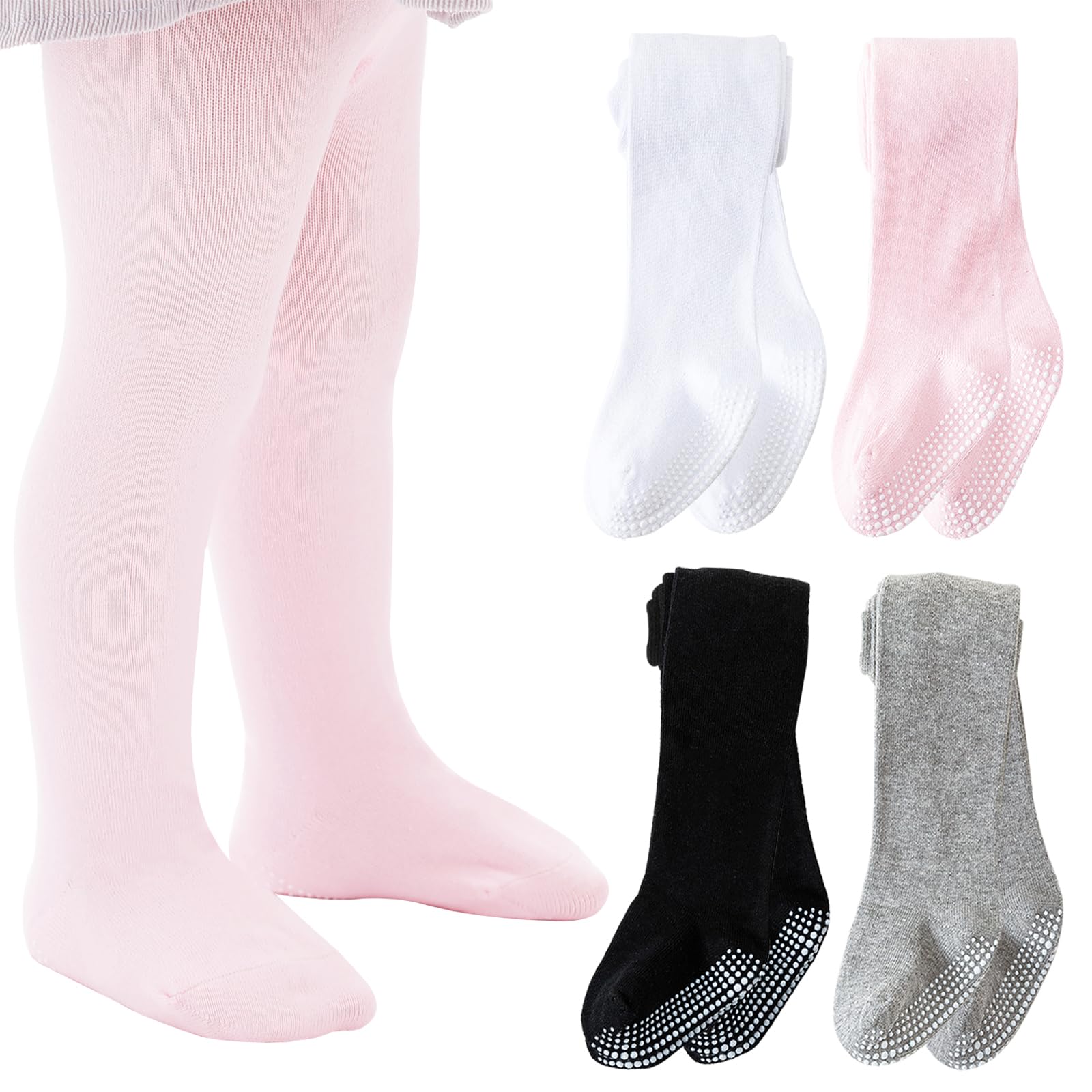 Baby Tights Non Slip Baby Girl Tights Plain/Shoe-Look Leggings Seamless Pantyhose Warm Cotton Leggings Non-Skid