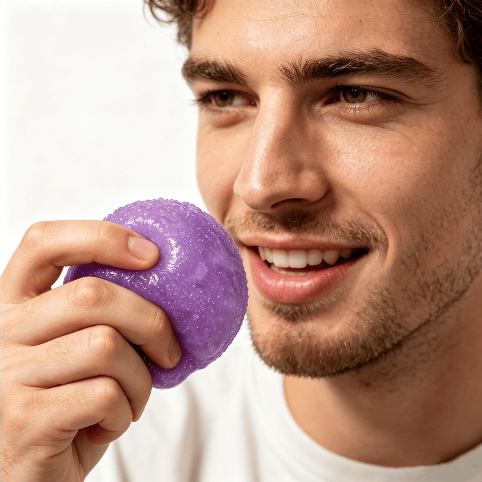 Slushy Soft Ball Toy with Crunchy Texture, Waxberry Moldable Playing Balls, Ice Skin Ball Ornament, Slush Shape Relief Palm Toy (Purple)