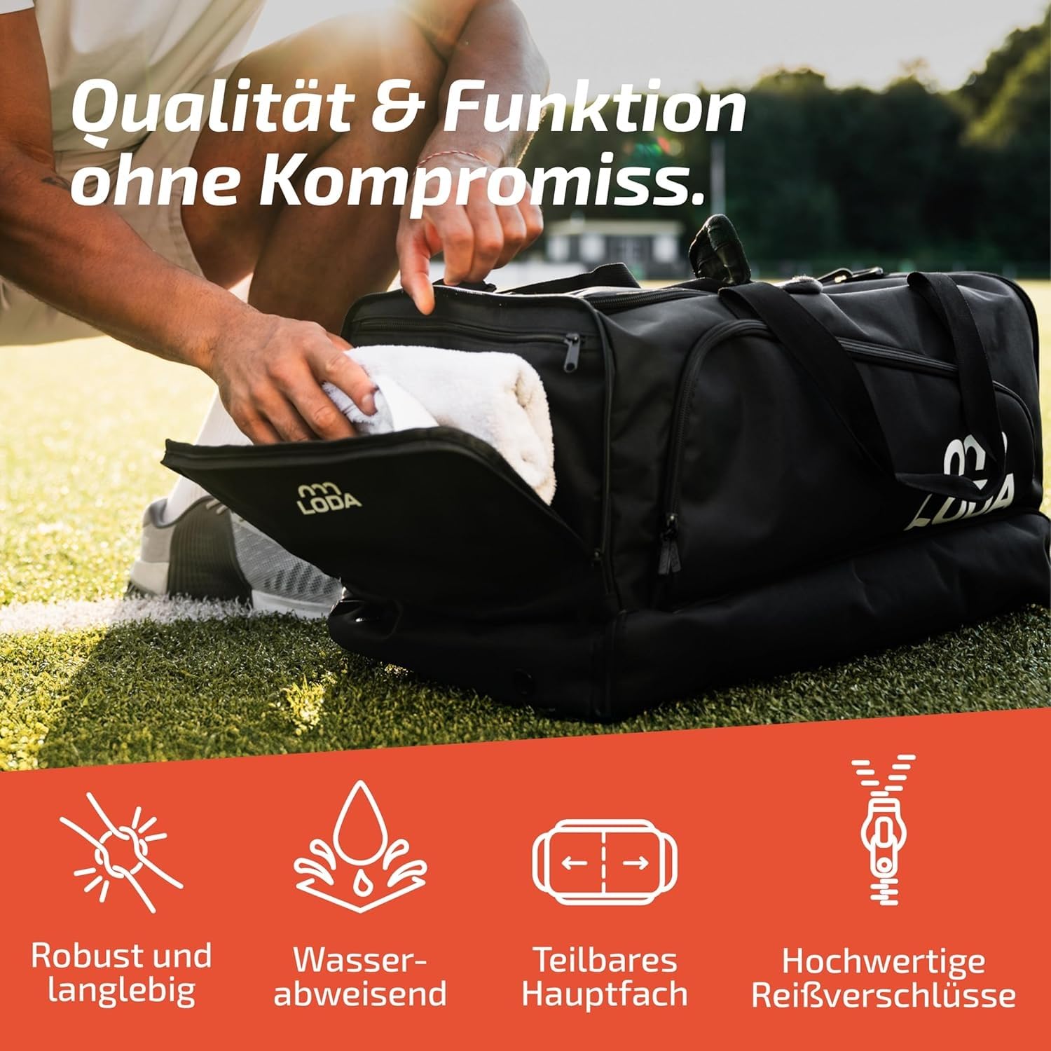 LODA Team 68L Sporttasche mit Schuhfach Nassfach Rucksackfunktion Wertsachenfach