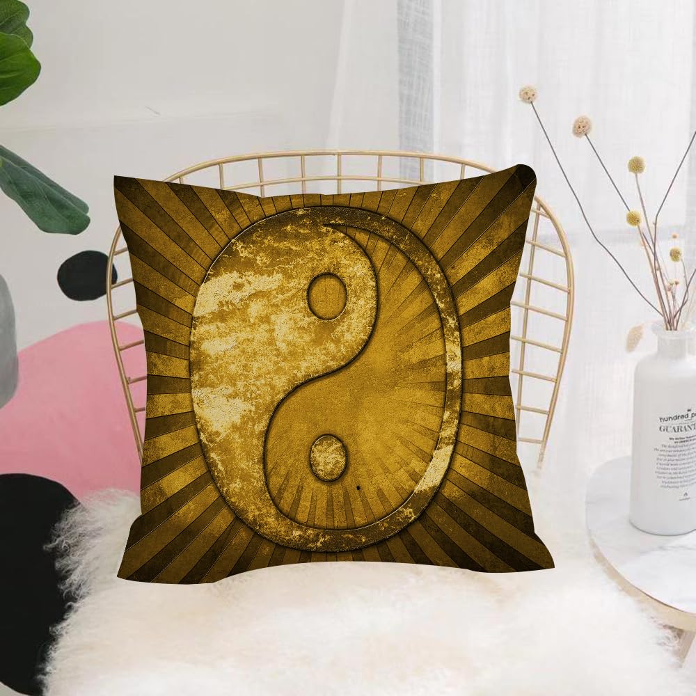 HYMSXW Cushion Cover,Throw Pillow Case Home Decorative for Living Room Bedroom Sofa Chair 20X20 Inch,ying yang, ying yang industrial E Dell Asia Oriental E,Pillowcase 50X50cm