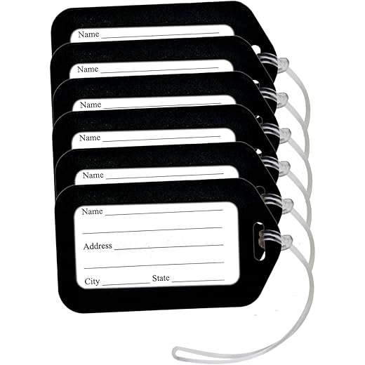 Luggage Tags Pack of 6 Black
