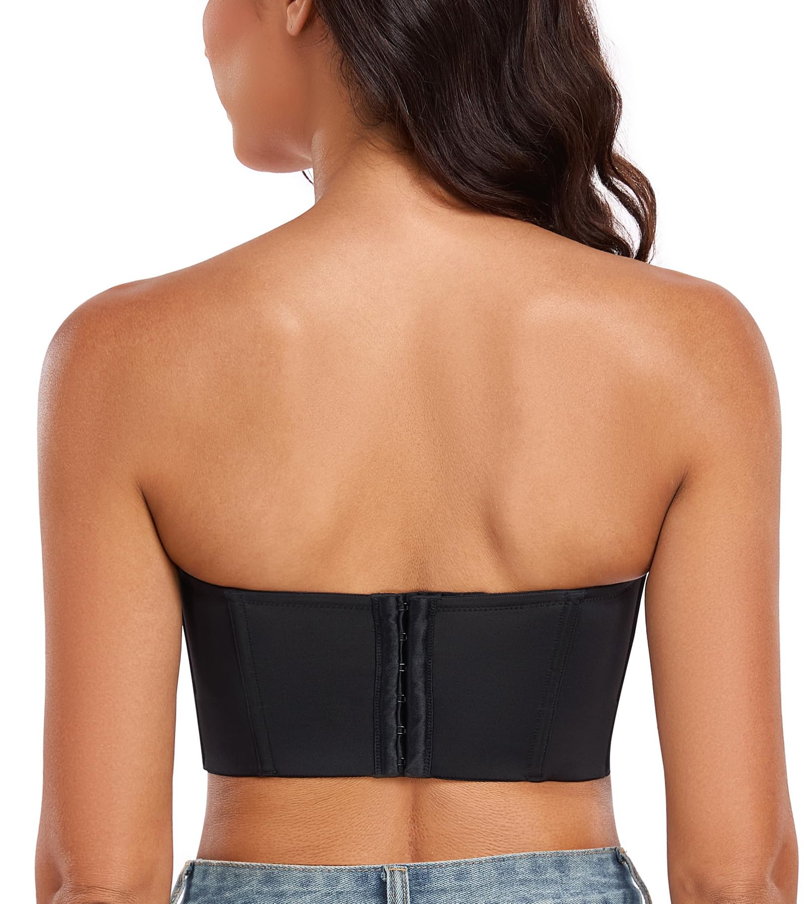 Lemorosy Sujetador Sin Tirantes para Mujer con Aros Moldeado Tallas Grandes Corset Push up Soporte Antideslizante