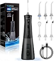 WAFLOO Cordless Water Flosser: 5 Modes, 300ML Tank, 6 Tips, IPX7 Waterproof Rechargeable Portable Teeth Cleaner for Travel & Home
