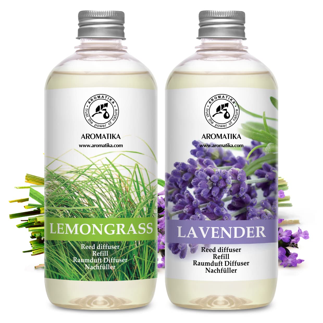 Recambio Difusor Lemongrass & Recambio Difusor Lavanda 2x500ml - Difusores de aceites esenciales - Difusores para el Hogar - Aromaterapia - Fragancias de Duraderas - Difusor de Varillas