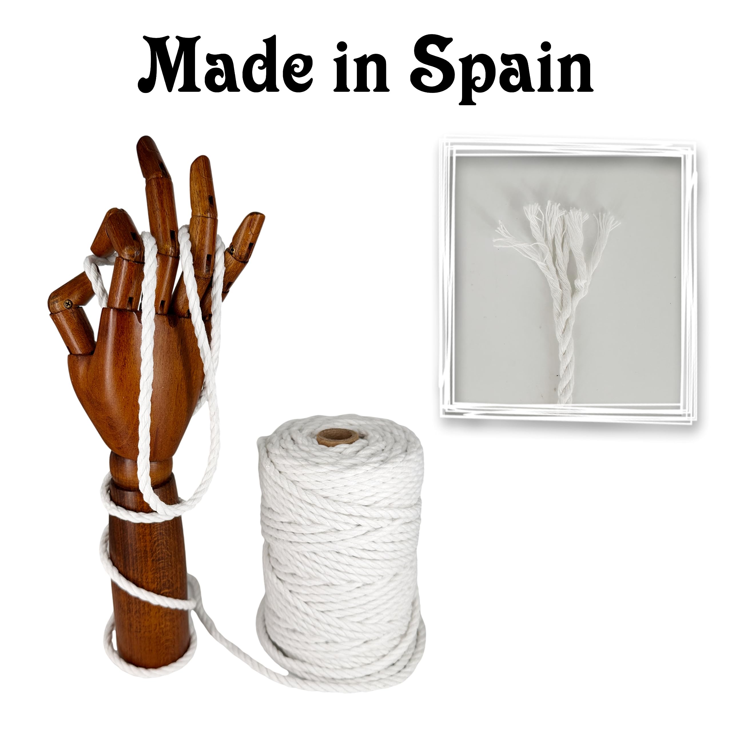 Macrame Cord. 100% Natural Cotton Rope for Crafts, Toys, Decorations, Packaging, Gardening. 6MM * 45M. White. - Image 2