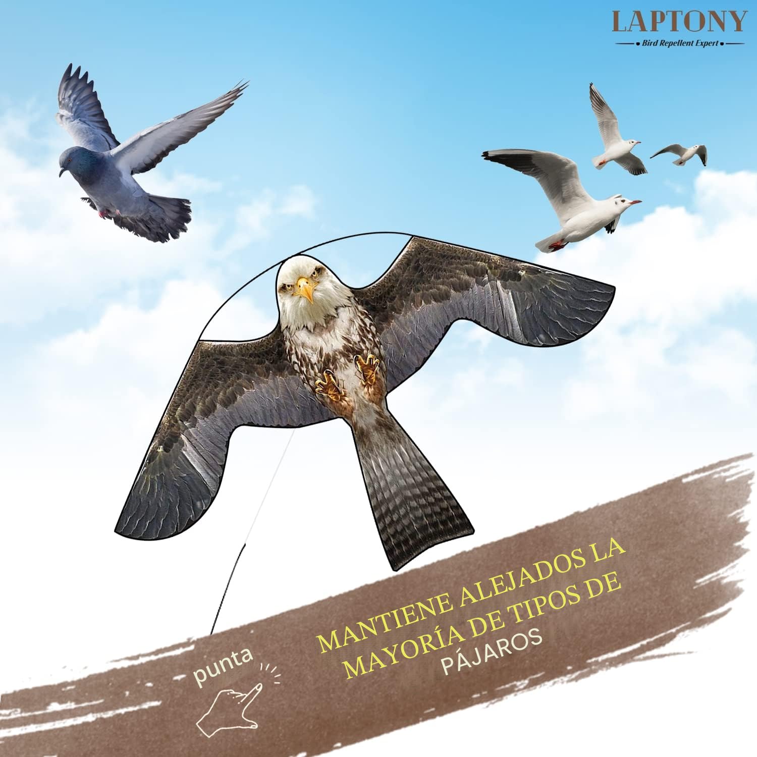 espantapájaros Cometa voladora Cultivos Protector de Aves halcón Cometa voladora para el jardín y la Granja Cometa con Poste telescópico de 4 m