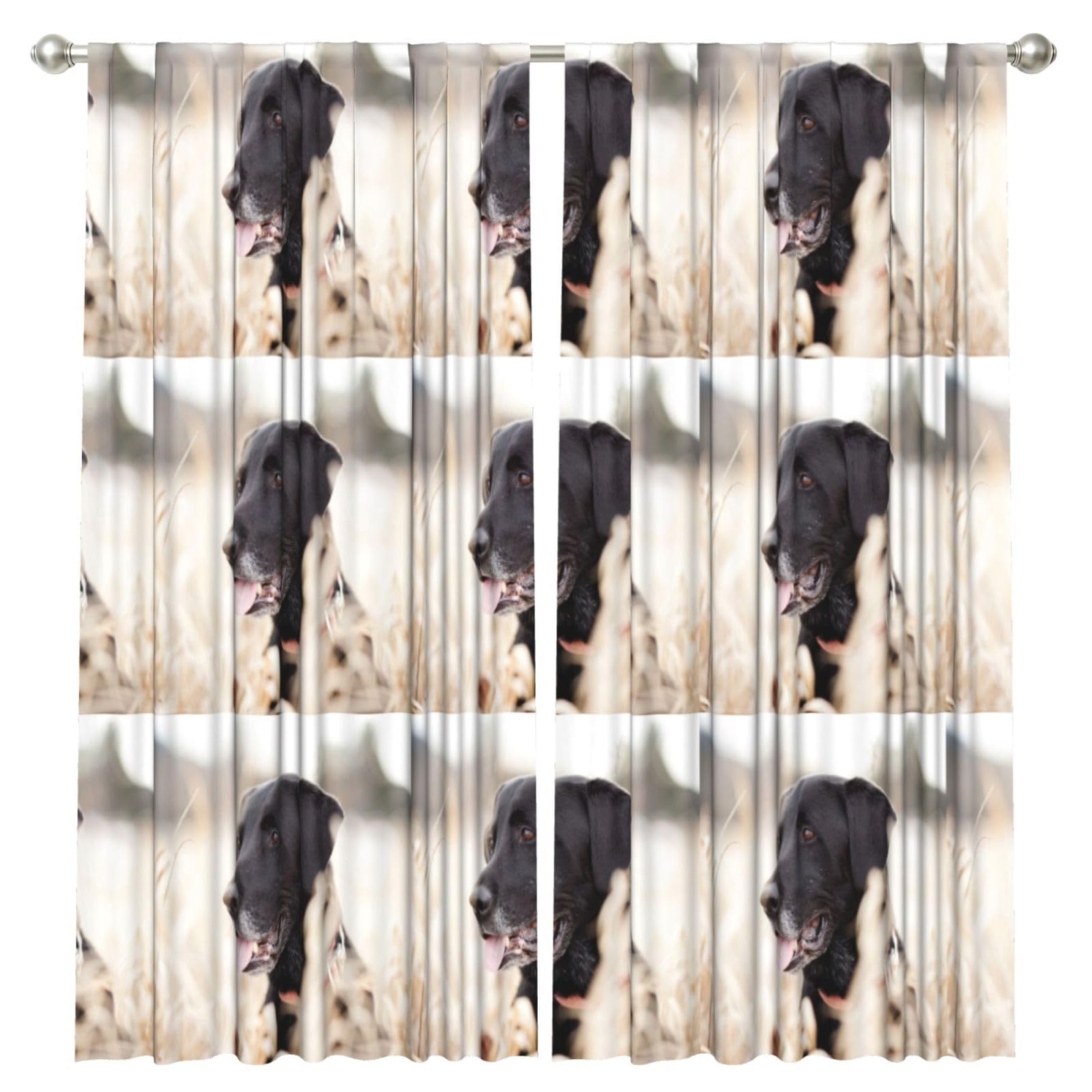 InOmak Animal Labrador Dog, 2 Panels Window Curtains 52 x 84 Inch Blackout Curtains for Living Room Bedroom