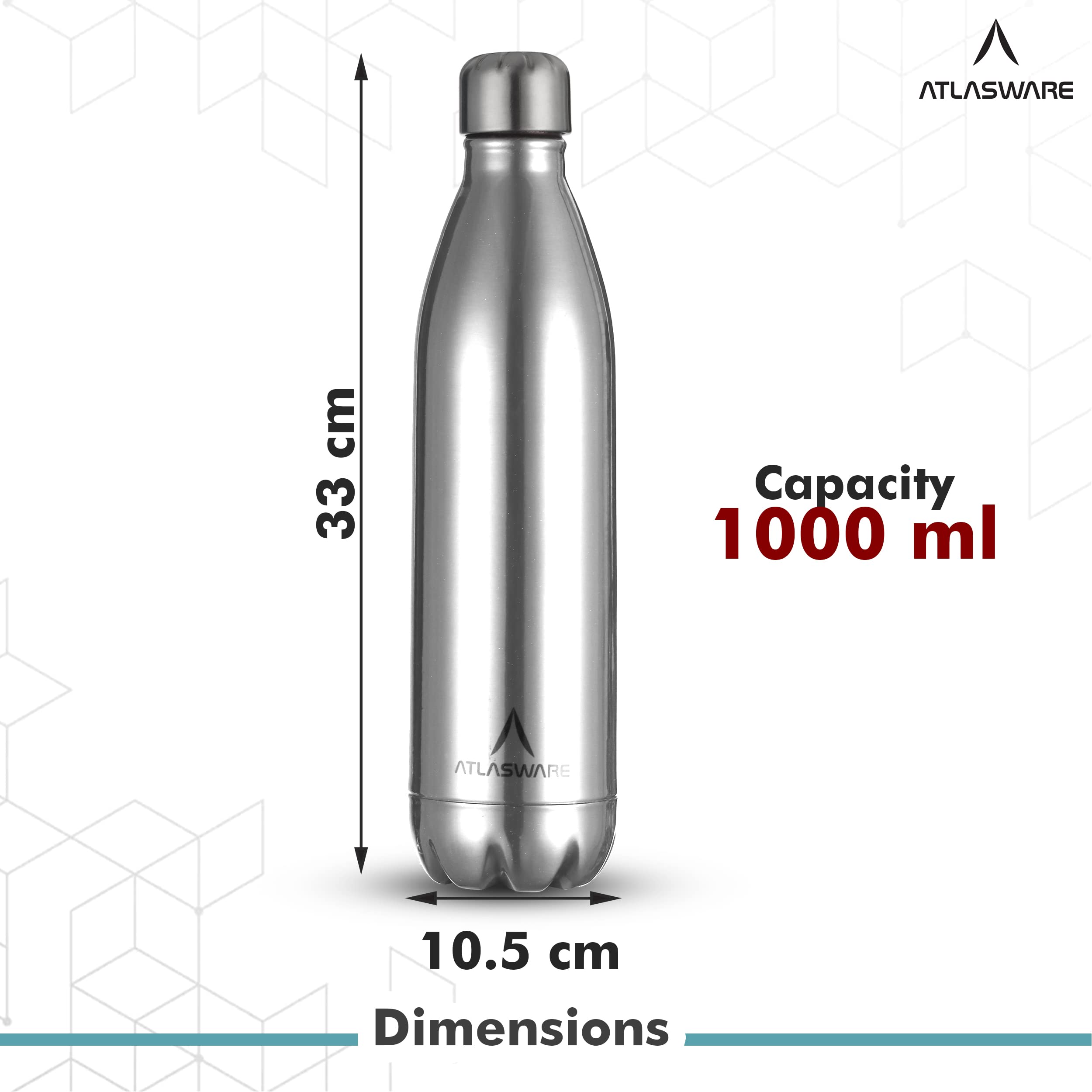 Atlasware Hot Water Bottle Thermosteel Bottle Litre Stainless