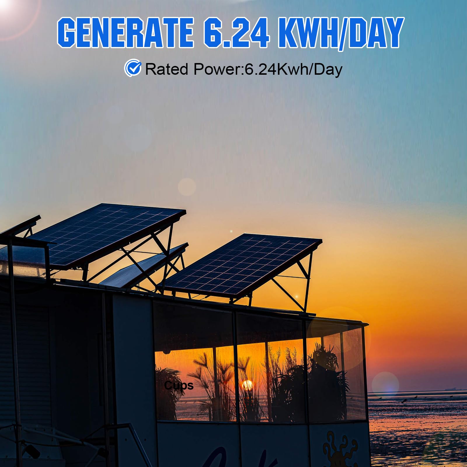 ECO-WORTHY 24V 1560W 0% VAT Solaranlage Komplettset Netzunabhängige,6kW·h/Tag Solarpanel System mit LiFePO4 für Wohnmobil: 4 * 12V 100Ah LiFePO4+8 * 195W Solarpanel+24V 3000W Inverter