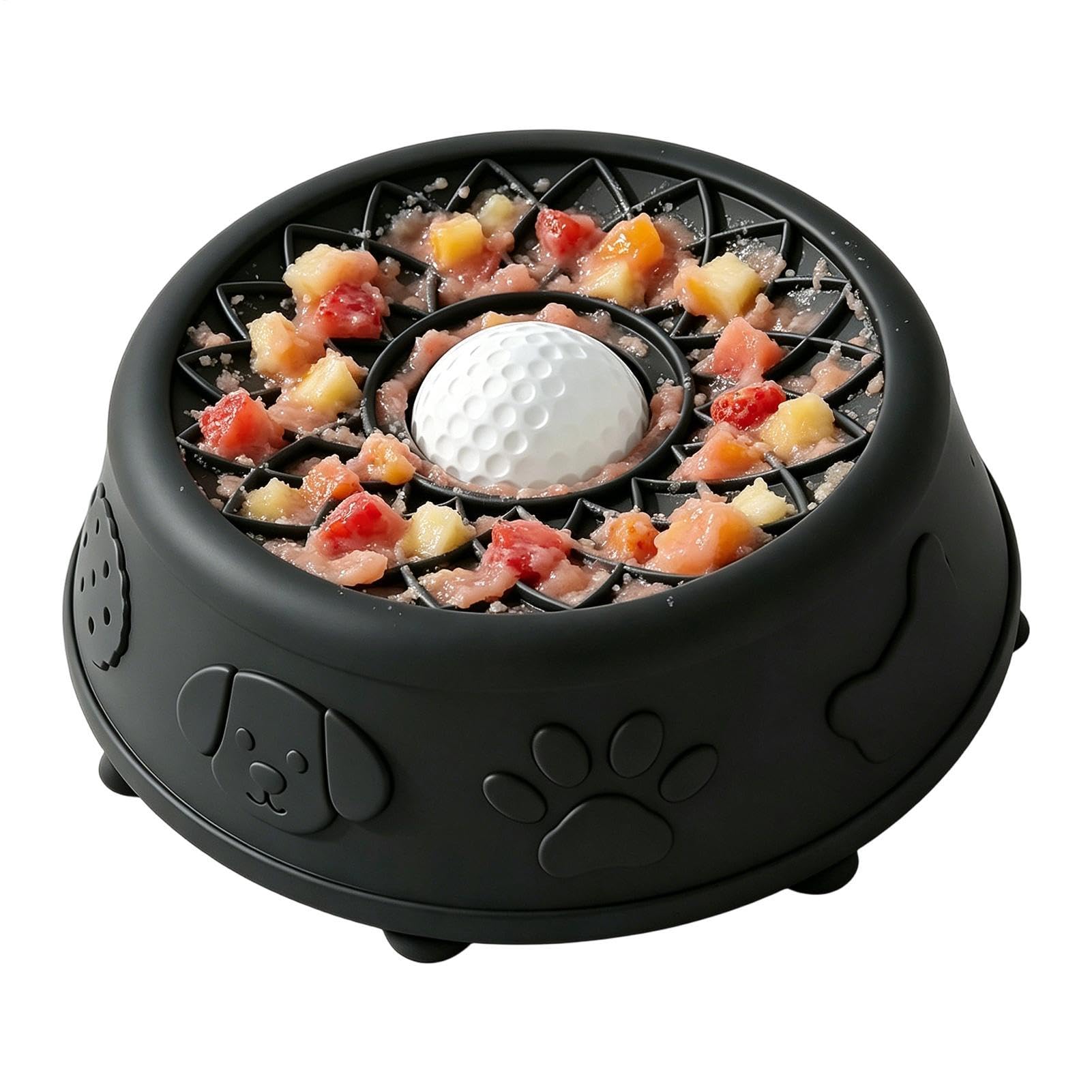 Gamelle anti-glouton pour chien avec balle roulante et tapis de léchage antidérapant