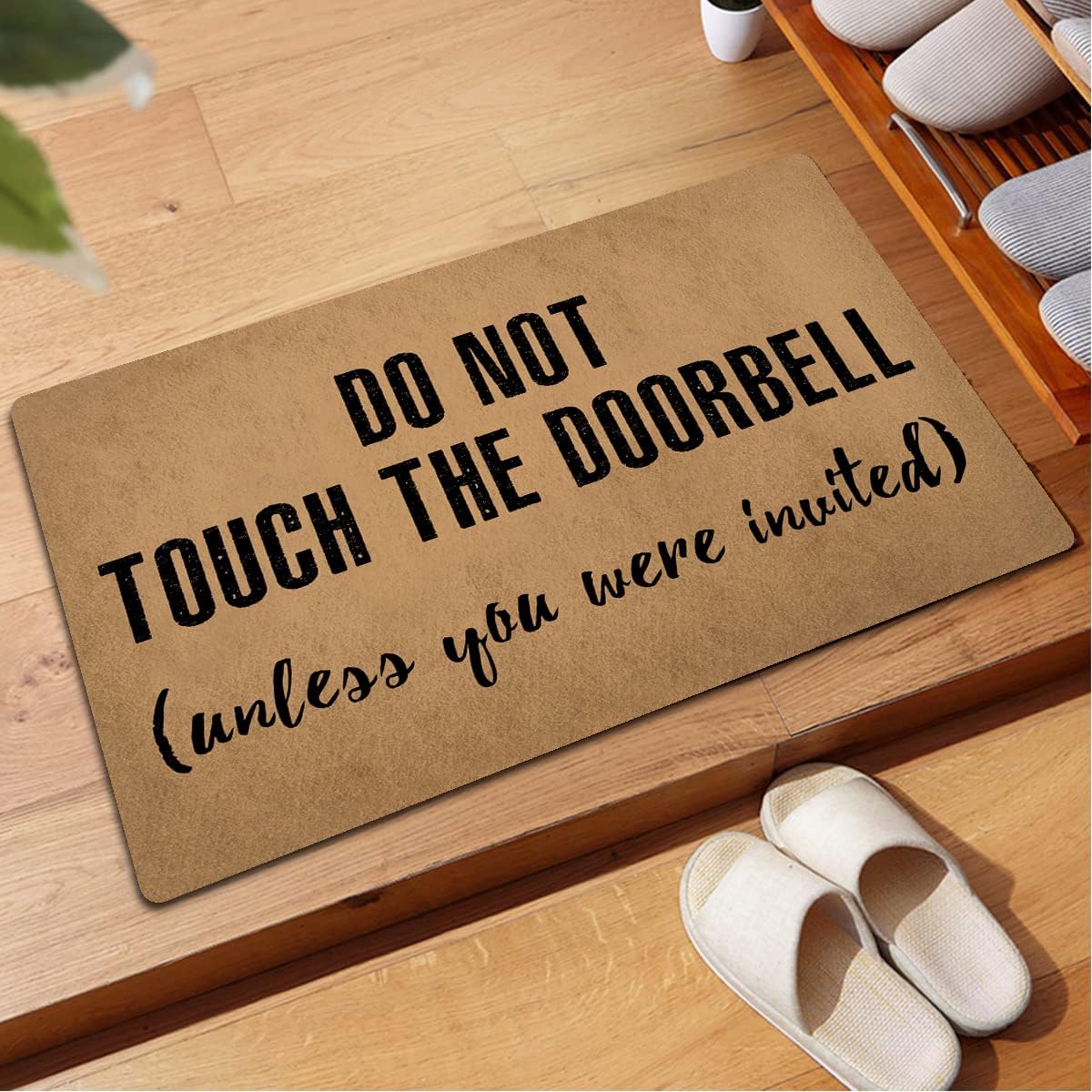 Funny Welcome Doormats Decorative Area Rugs for Front Porch Decor Do Not Touch The Doorbell Unless You Were Invited Personalized Kitchen Rugs With Anti-Slip Rubber Novelty Gift Mat(23.7 X 15.9 in)