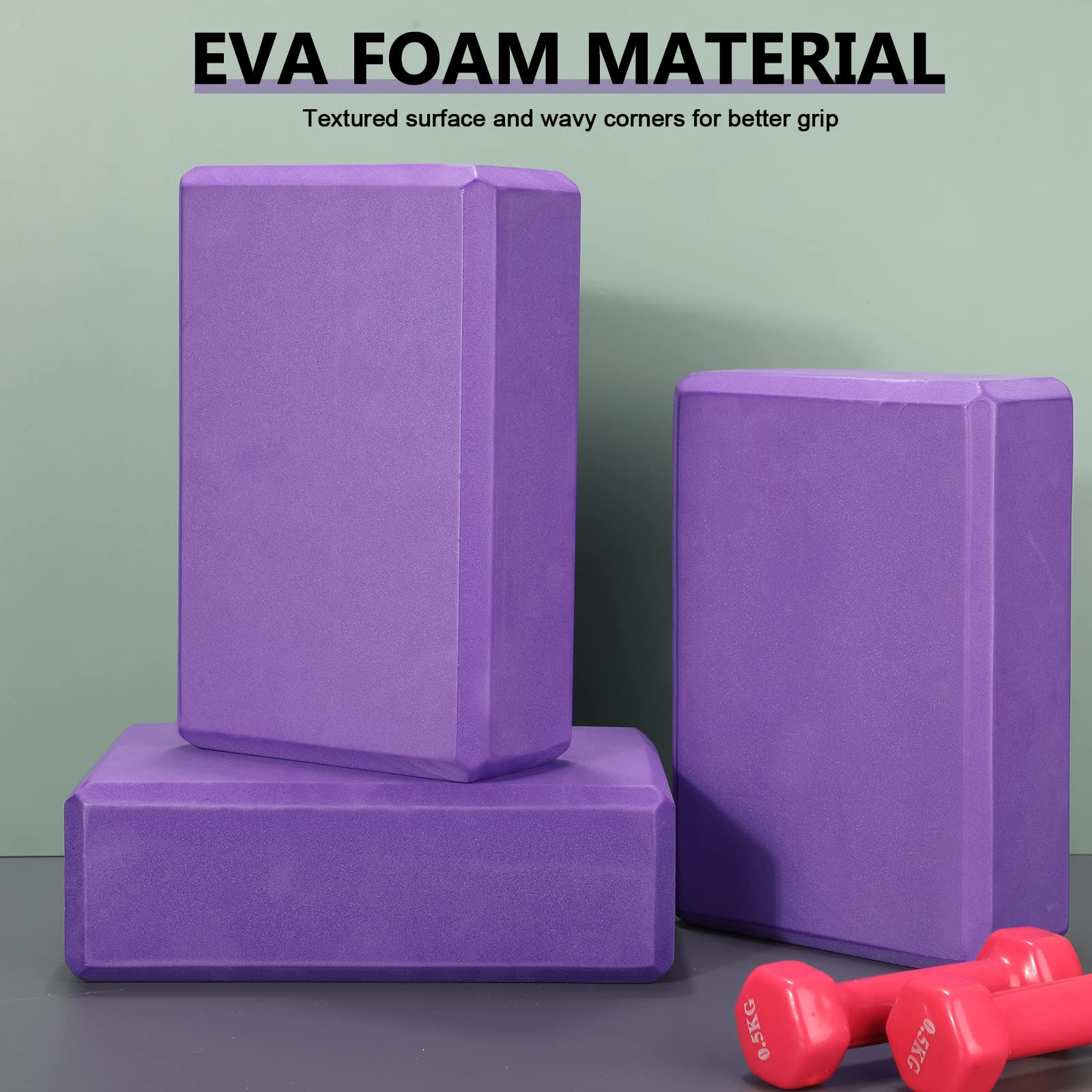 Lenwen 30 blocchi da yoga viola 20 x 15 x 3 cm in schiuma EVA antiscivolo e leggeri blocchi da ginnastica ad alta densità per yoga, stretching, danza, pilates, meditazione accessori