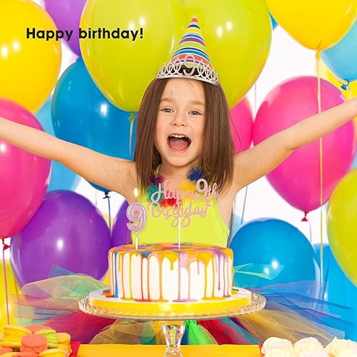 Miniatura 10 de Decoraciones de cumpleaños número 13 para niñas, incluyendo banda de cumpleaños, tiara de corona de diamantes de imitación de oro rosa, decoración