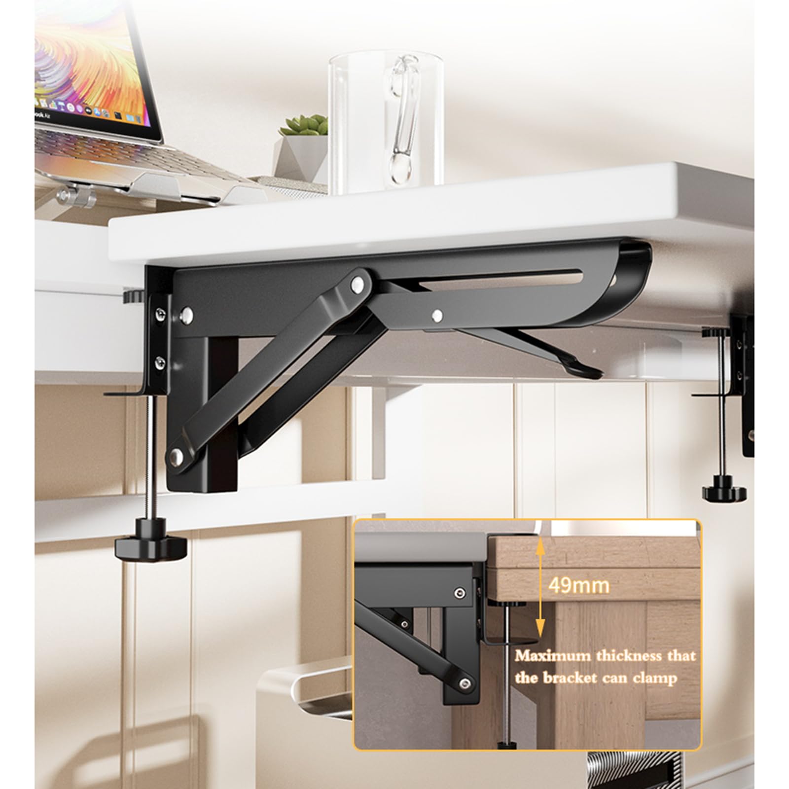 Faltbare Schreibtischklemme, Tastaturablage, Nizer, nicht bohrende Klemme, platzsparend, faltbares Tablett, verstellbares Schreibtischzubehör für Home Office