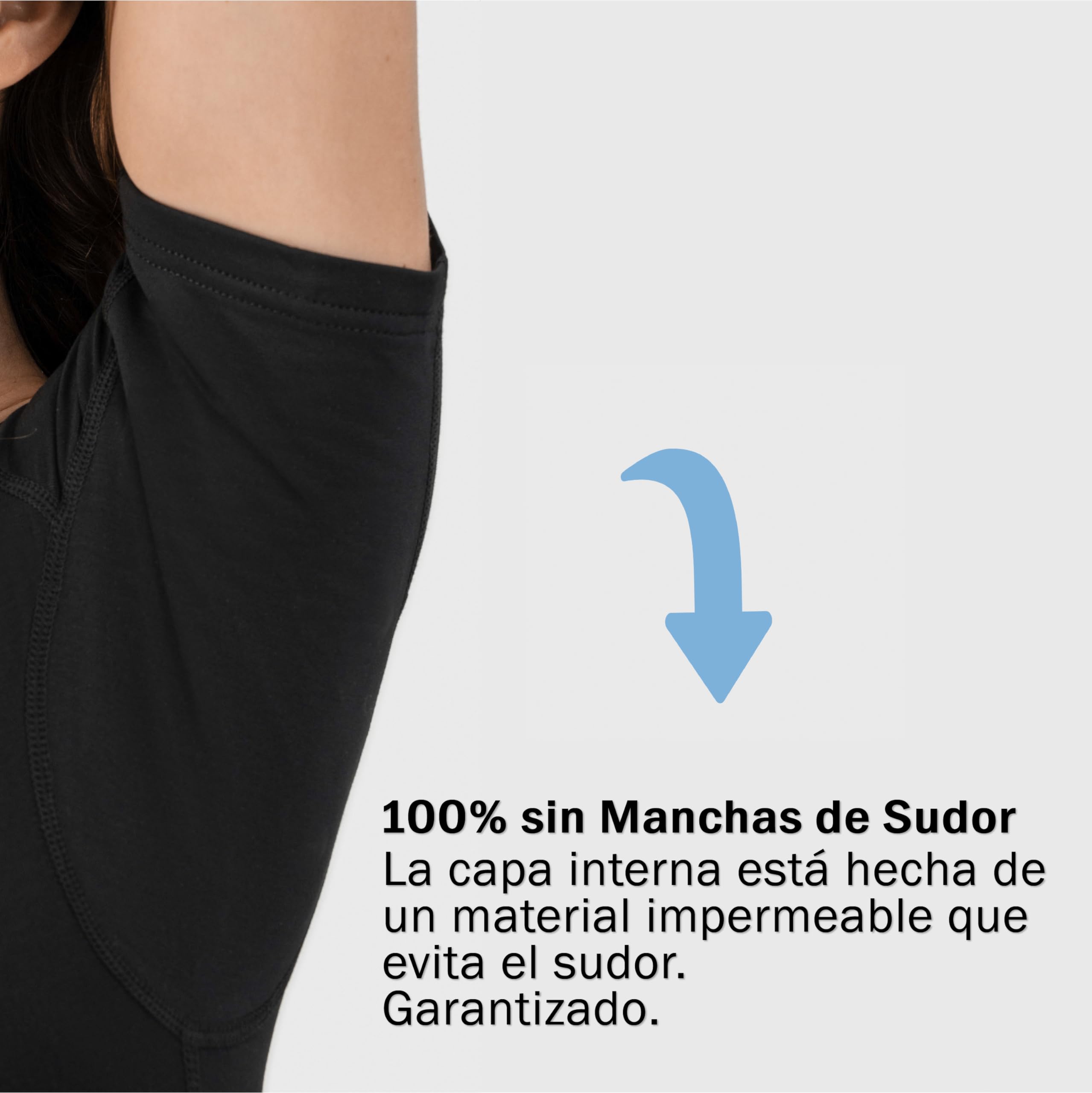 Camiseta Antisudor - Camiseta contra Las Manchas de Sudor - Camiseta Interior Anti Sudor - con ArmPads Pro y Tratamiento de Plata - Señoras - Cuello Redondo