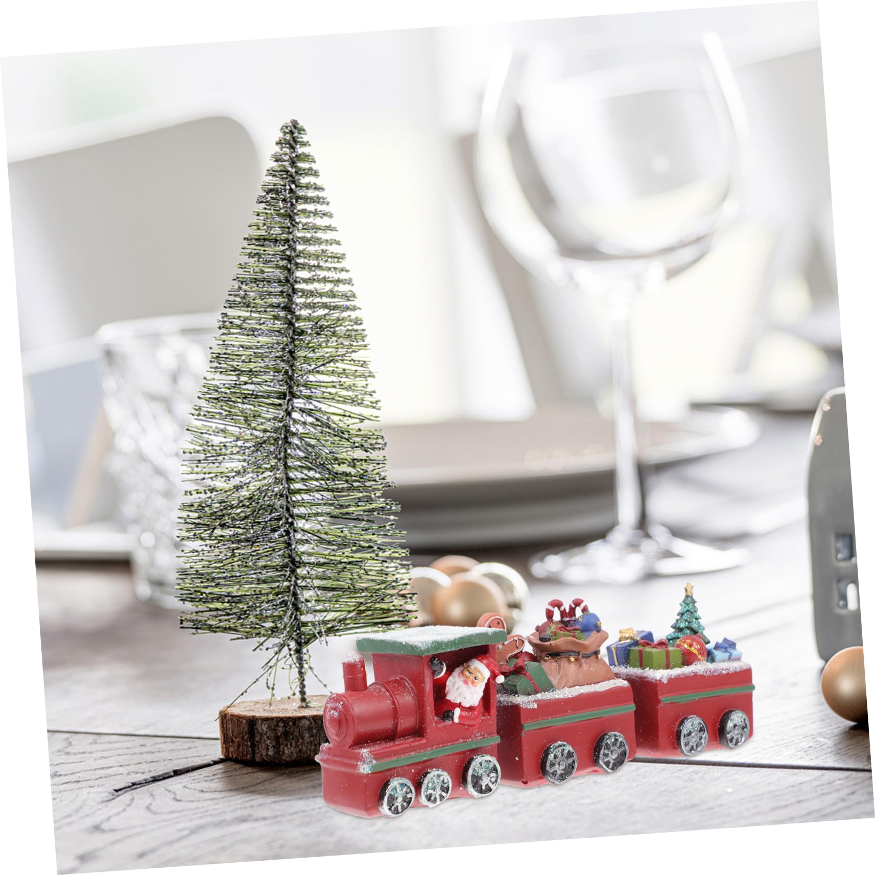 Cabilock 1pezzi Trenino Artigianale in Resina Ornamento Natalizio Decorazione per Ragazza Decorazioni da Tavolo per Feste di Natale