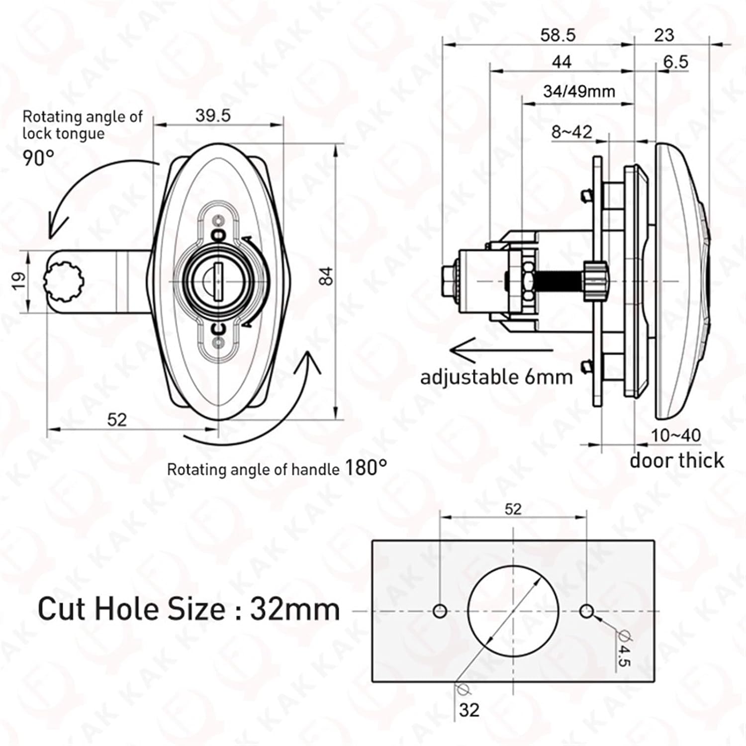 RV Cabinet Lock Motorhome Trailer Cabin Door Lock Drawer Latch Mailbox Locker Lock Security Furniture Hardware 1Pcs