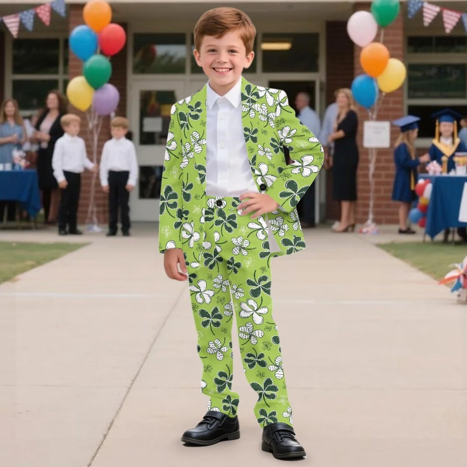 Biyejit 2-teiliges Anzug-Set für Jungen, mit einem Knopf, Blazer und Hose, lässige Smokingjacke, Alter 5–14 Jahre