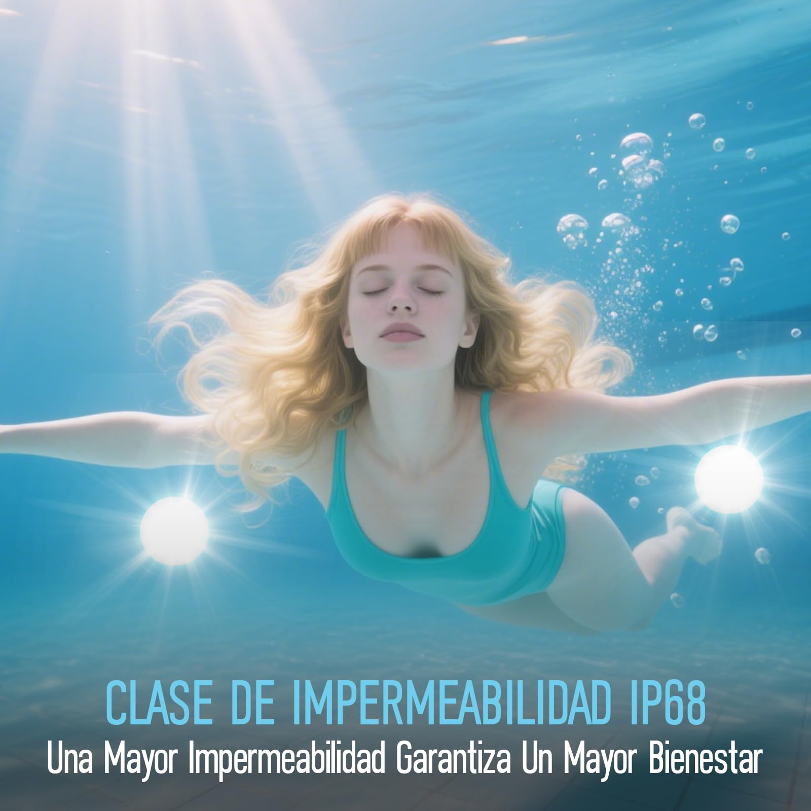 Piscina Sumergible Iluminación PAR56 18W Sustituye Lámpara de 150W 6500K Blanco Fría IP68 Impermeable 1800LM Foco de Piscina Exterior Ángulo de Haz 120° CA/CC12V