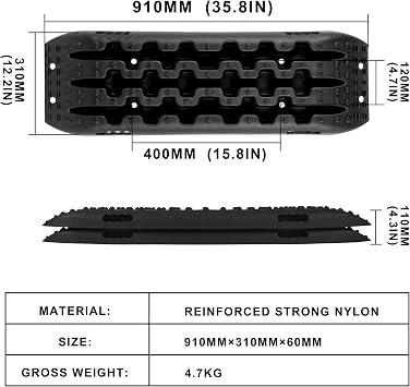 XPV AUTO Recovery Tracks Traction Boards Tire Ladder 4WD Mat for 4X4 Offroad Sand Snow Mud(Black)