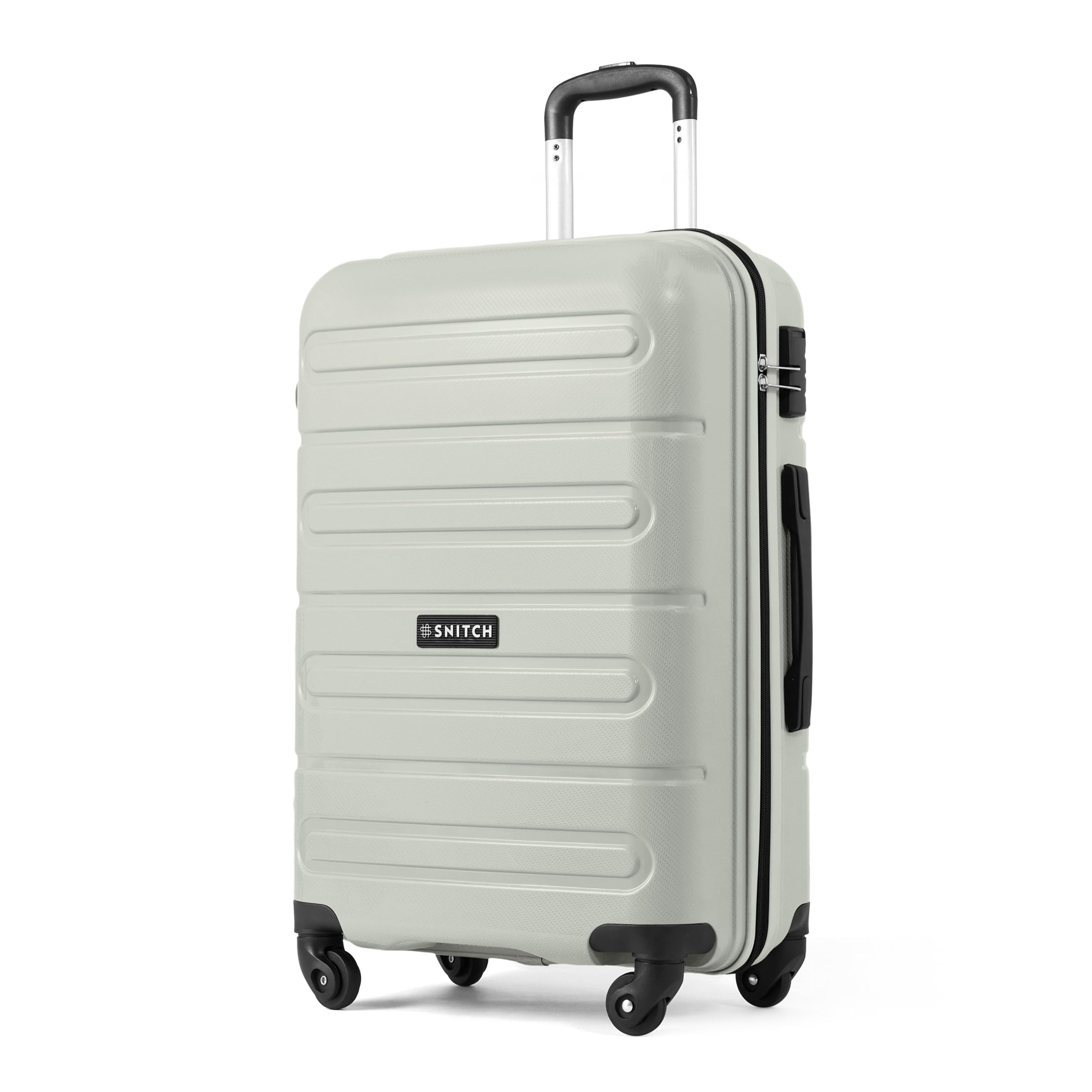 SNITCH Loop Medium Size Grey Polypropylene Hard Travel Suitcase - Suitcase Medium Size & Luggage with 4 Wheels, Secure Lock & Free Shoe Bag