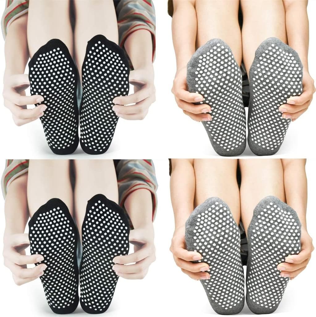 Pilates Ballet Barre Yoga Socks - 4 Pack Non Skid Sticky Grippers Socks for Women Trampoline Gym Sports (Color : D, Size : US 4.5-8.5) (B US 4.5)