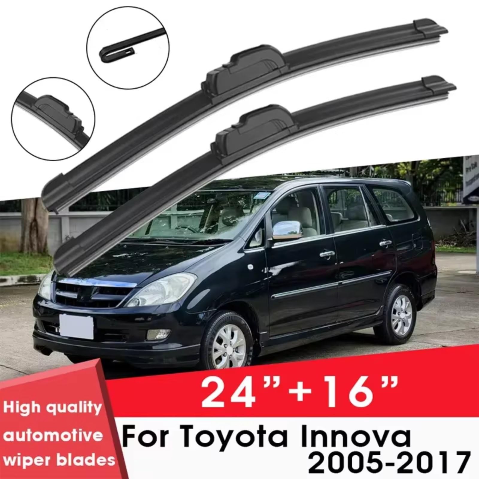 Kit Limpiaparabrisas Compatible Con Toyota Para Innova 2005-2017 24"+16" Limpiaparabrisas De Goma De Silicona Accesorios Para Limpiaparabrisas Escobillas De Limpiaparabrisas