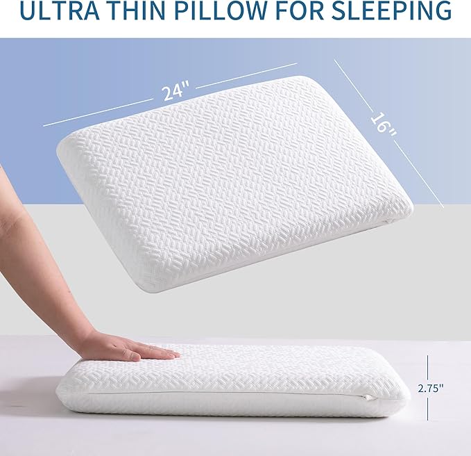 Almohada Memory Foam Ultra Delgada 2.75 pulgadas Tamaño Estándar miniatura 2