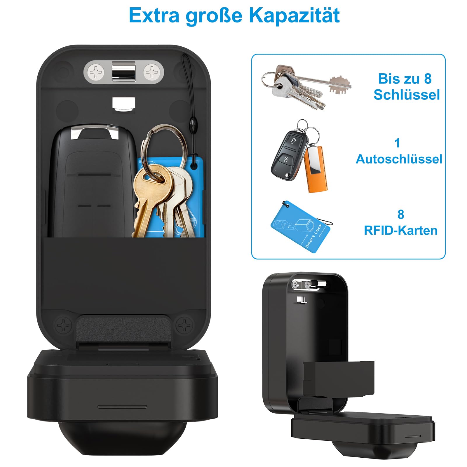 WELOCK Smarte Schlüsselbox mit Zahlencode APP Schlüssel, Schwarz | Temporäres Passwort, BLE Lock Box, IP65 Wasserdicht, Tür- und Wandmontage,für Reisen Hotel Zuhause Wohnung Hochschule