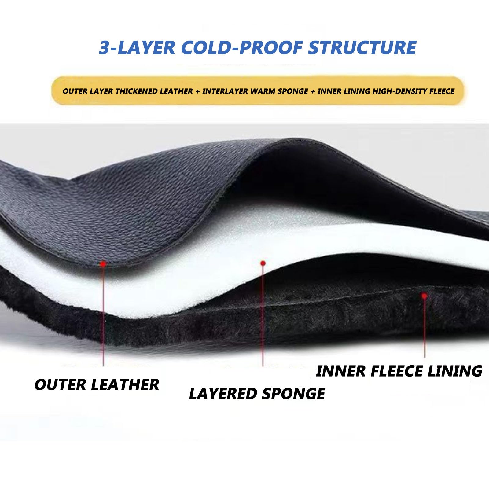 Genouillères de Moto, Couvre-Jambes Protection Cuir PU Doublure Polaire Ruban Adhésif à Dégagement Rapide/Crochet en Plastique/Crochet en Acier Métallique Doubles Crochets 70cm Plastic Buckle