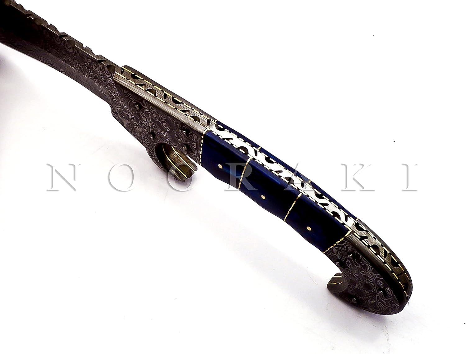 NOORAKI - 18 inches Handmade Damascus Steel Machete/ Kukri Knife, Bushcraft Knife, Hunting Knife, Camping Knife, Collectors Knife, Survival Knives Full Tang Handle With Leather Sheath Outdoor Men Knives (Coloured Wood)