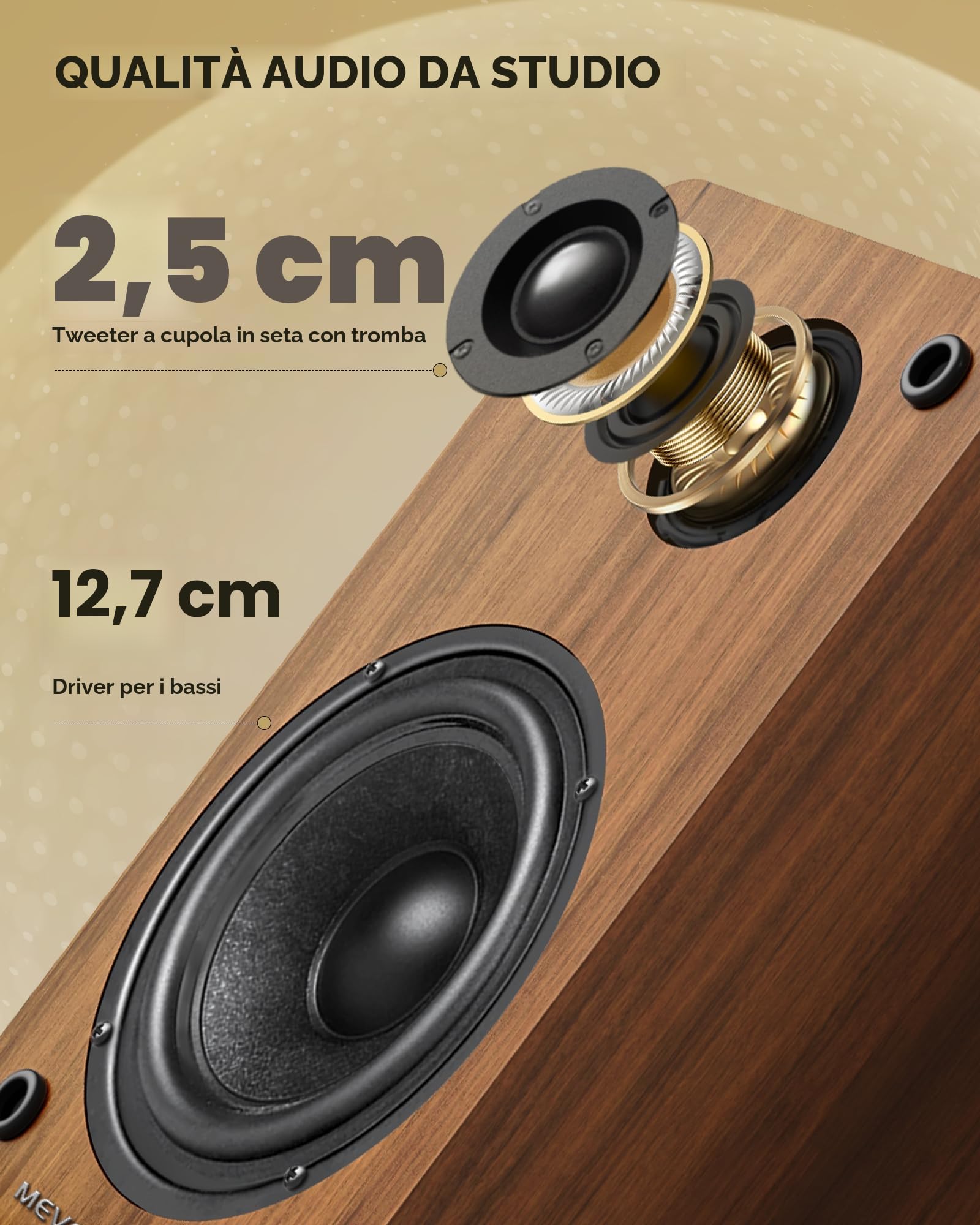 Altoparlanti da Scaffale Attivi - 36W RMS Diffusori da scaffale con BT 5.4 Audio Digitale USB Monitor Studio, 1" Tweeter e Woofer 5" Bassi e Alti Regolabili Per TV, PC e giradischi