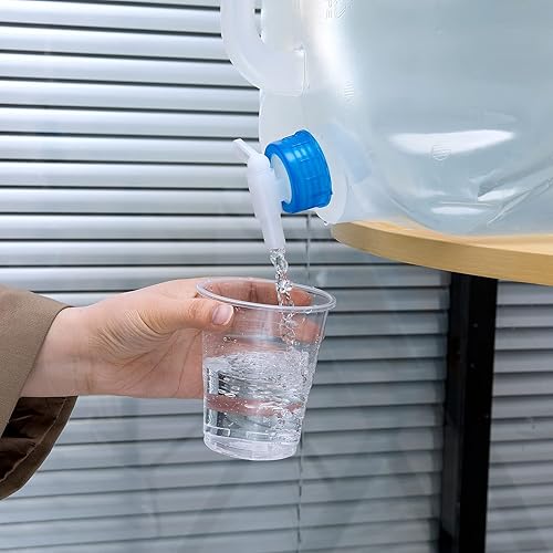 Miniatura 5 de CINPIUK Contenedor de agua plegable de 5 galones con espiga, jarra de agua para camping, cubo de almacenamiento de agua al aire libre, agua portátil