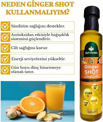 Ginger Shot - Syrup Containing Vitamin B2, Vitamin B6, Vitamin C, Ginger and Turmeric (340 g)