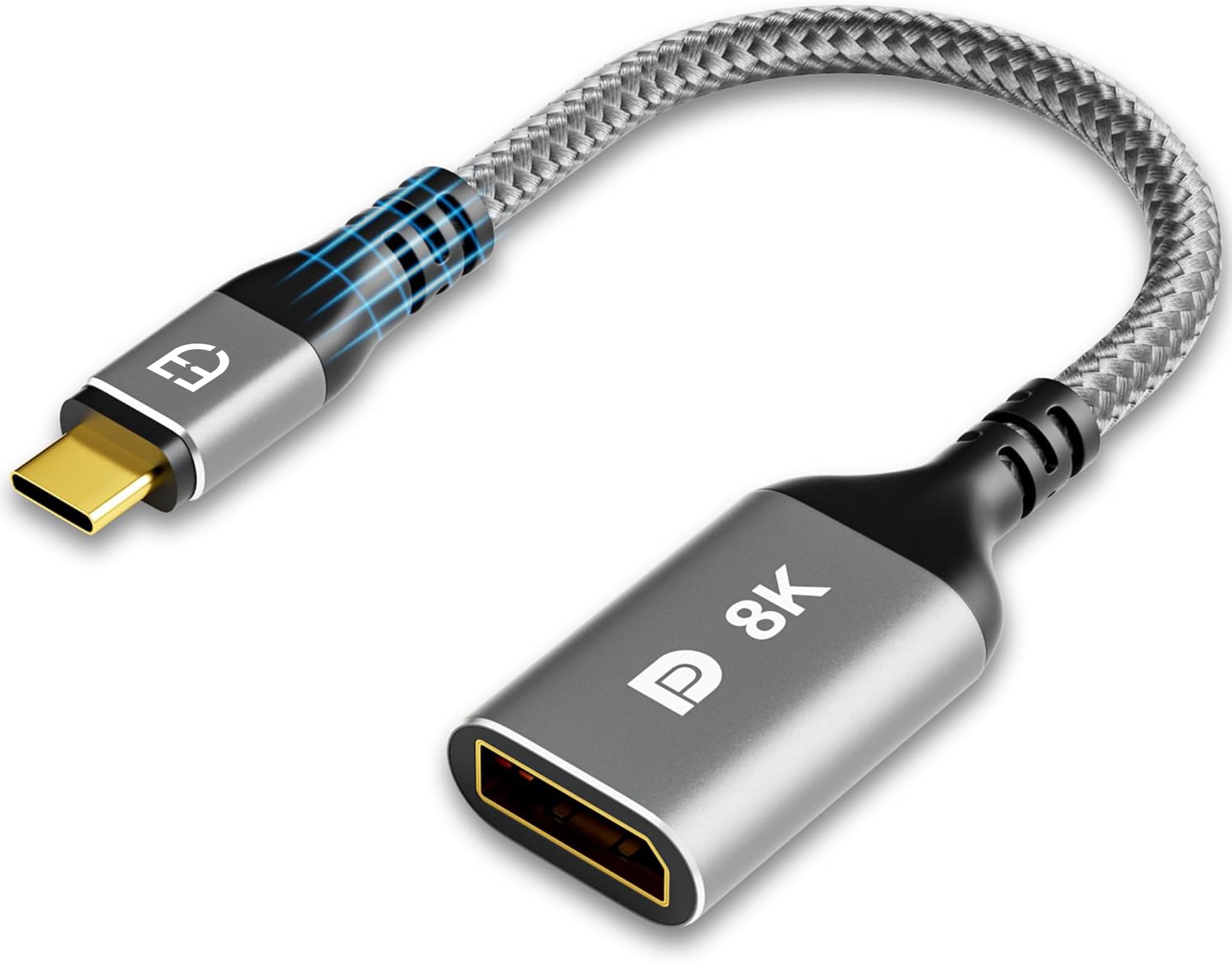 8K USB C to Displayport Adapter HDR Type-C Dp 1.4 Cord 32.4Gbps [8K60Hz 4K144Hz120Hz 2K240Hz] Type C Cable Thunderbolt 4/3 Display Port iPhones 16 15 Pro Max Galaxy Mac Book M2 Mac Xps-image-5