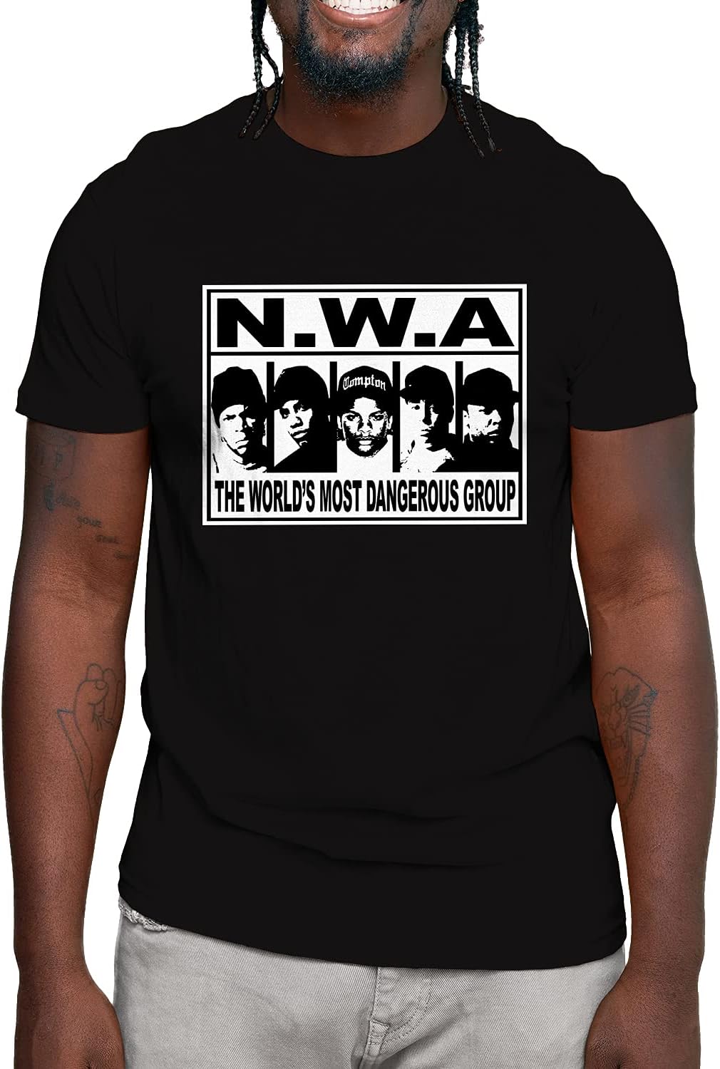 Swag PointMen’s Graphic T Shirts – 100% Cotton Casual Streetwear Hipster Hip Hop Tshirts Short Sleeve Print Tops NWA PLUS L