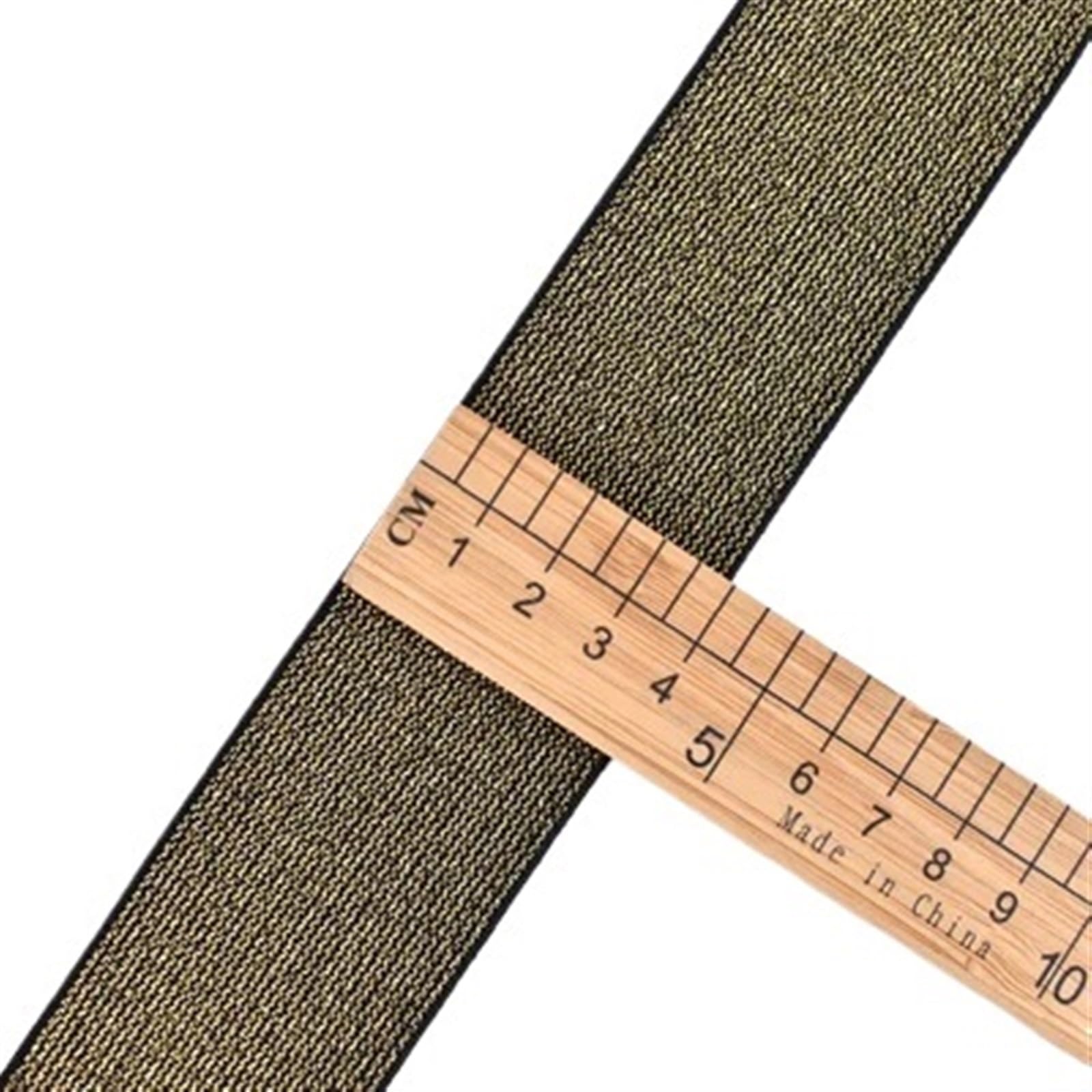 XPJYUA Elastic for Sewing Glitter Gold Silver Elastic Bands 10/15/25/40mm Nylon Waist Band for Garment Trousers DIY Sewing Accessories 1M(40mm Black gold)