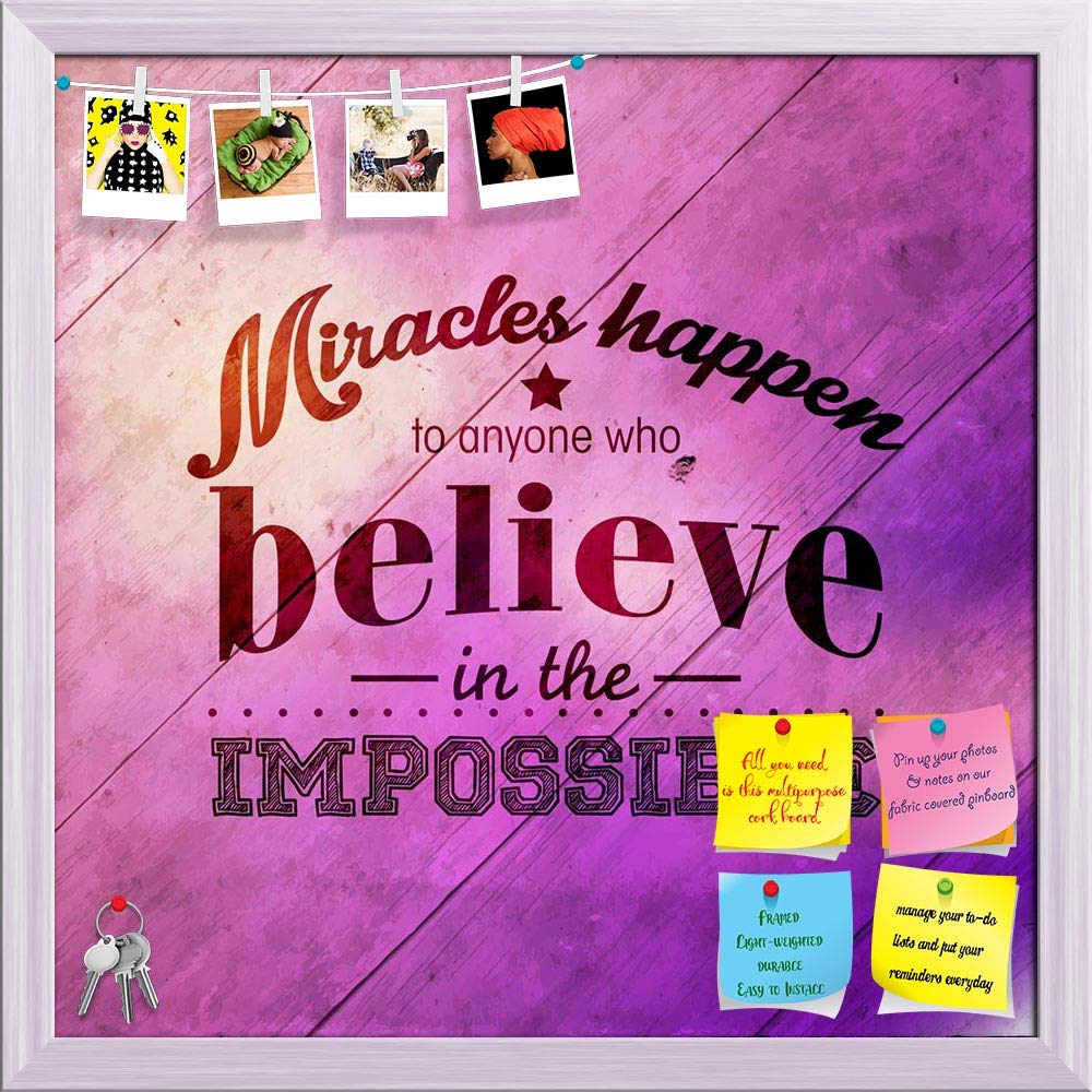 ArtzFolio Typographic Art D3 | Bulletin Board Notice Pin Board | Vision Soft Board Combo with Thumb Push Pins & Sticky Notes | White Frame | 24 x 24 inch (61 x 61 cms)-image-6