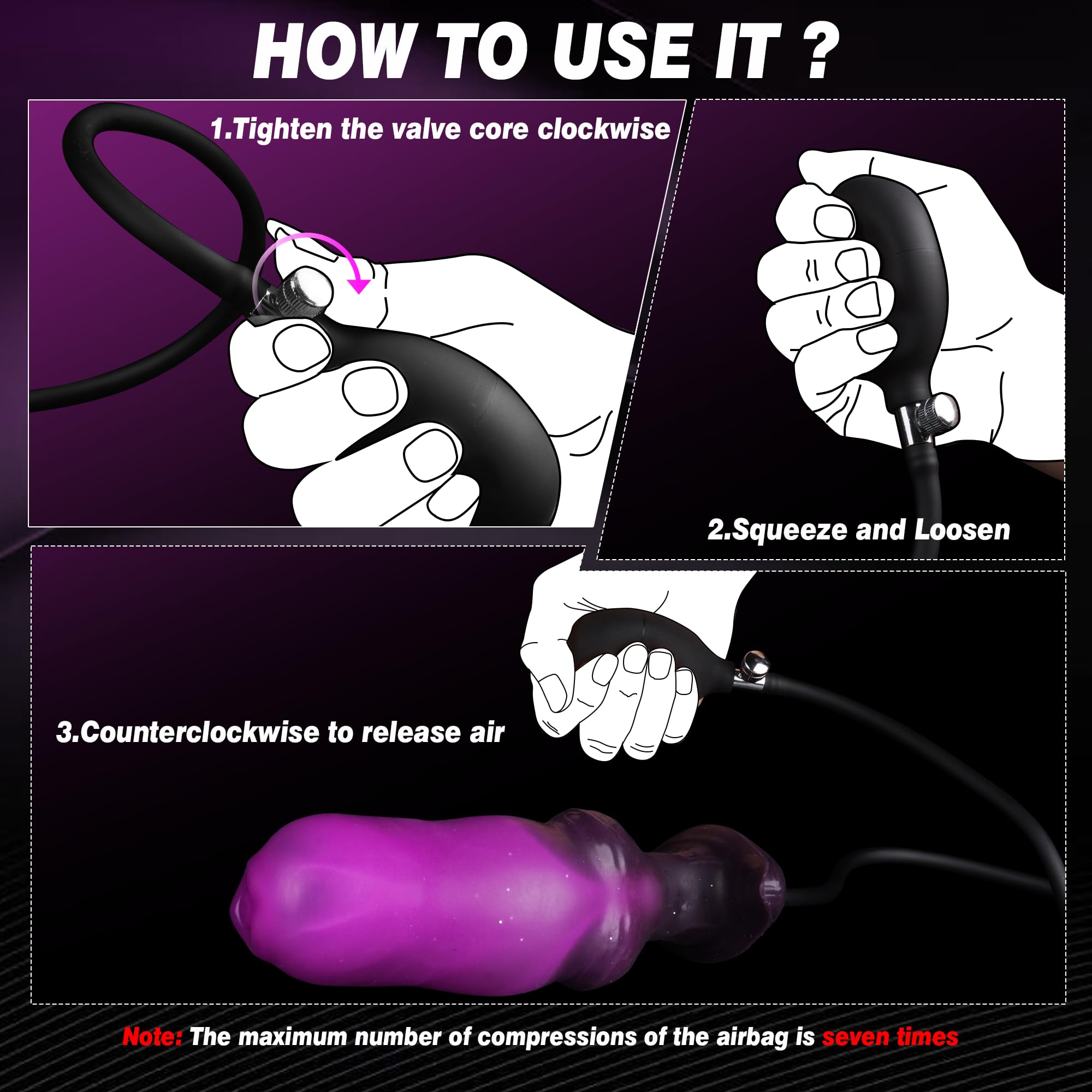 Inflatable Butt Plug Knot Large Buttplug, Huge Anal Inflatable Dildo Silicone Wearable Butt Plug with Safe T-Base, Fantasy Monster Dildo Anal Trainer Stretcher Dilators, Adult Toy for Men Gay Women