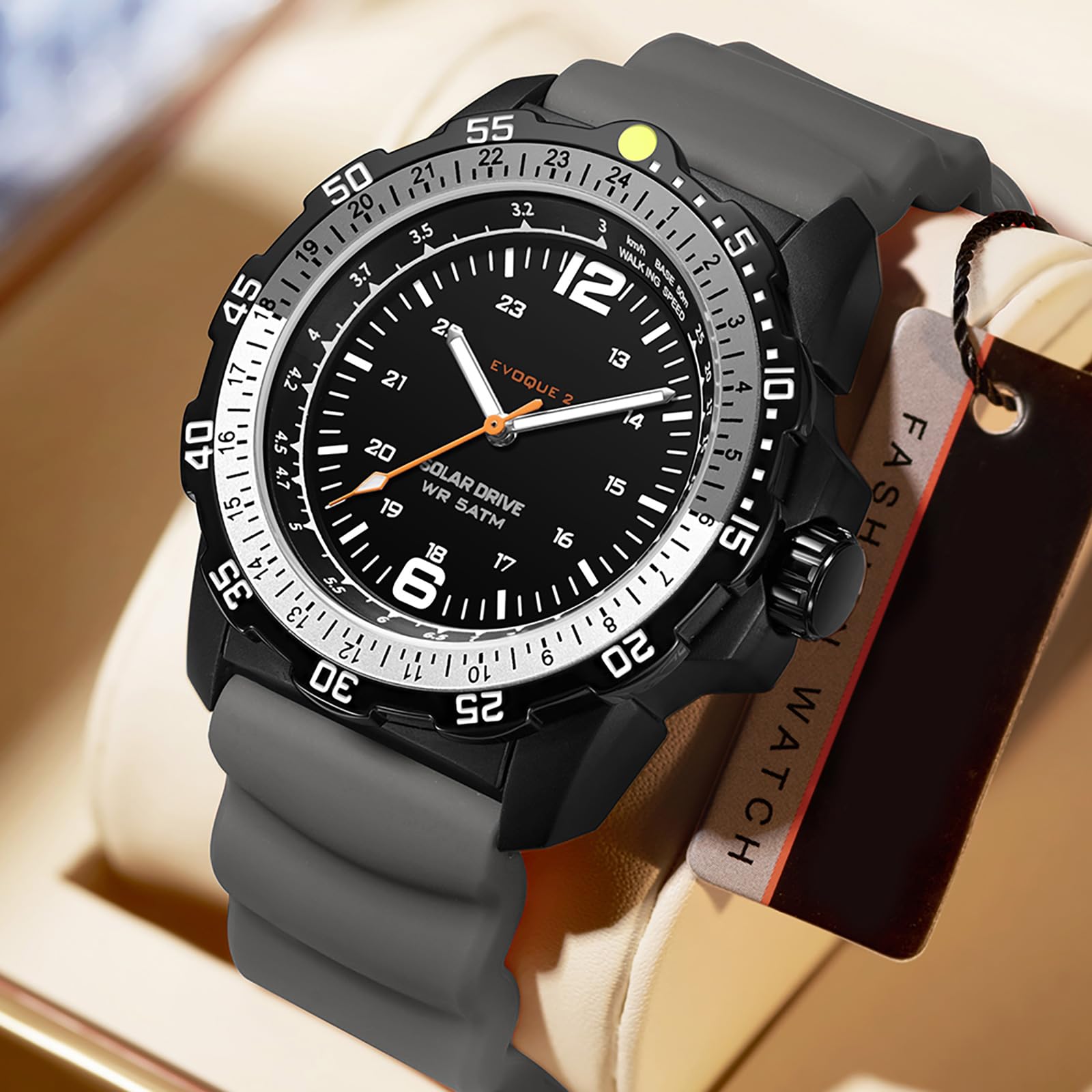 findtime Orologio da polso da uomo a energia solare, 5 ATM, impermeabile, analogico, design minimalistico, militare, in silicone, orologio sportivo