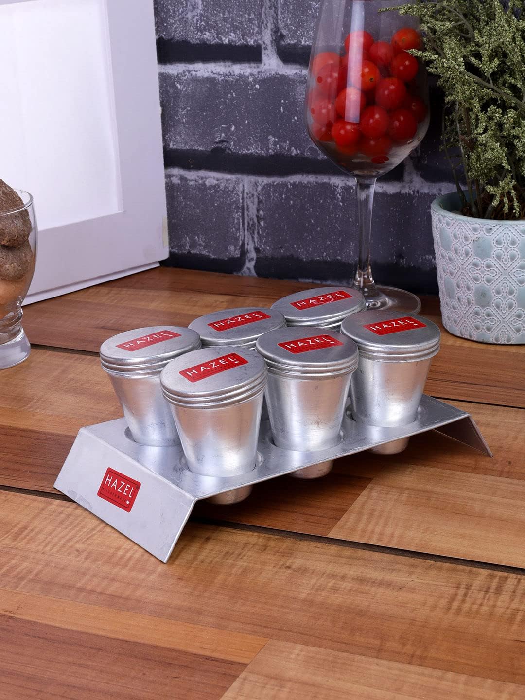 HAZEL Kulfi Moulds Set, 120ml Each | Traditional Ice Cream Medium Mould Set of 6 | Aluminium Kulfi Moulds Set with Stand | Reusable Ice Cream Maker Popsicle Mould