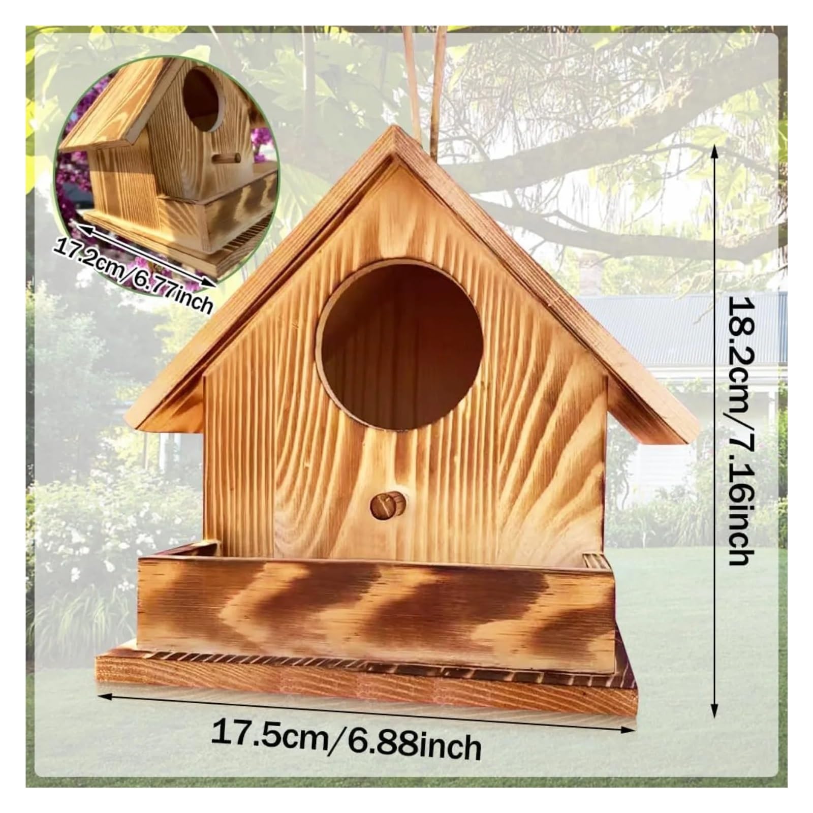 Nistkasten Deko Vogelhaus Mit Futterkrippe Holz Vogelhäuschen Outdoor Wildvogelhaus Papagei Schwalben(Color 3)