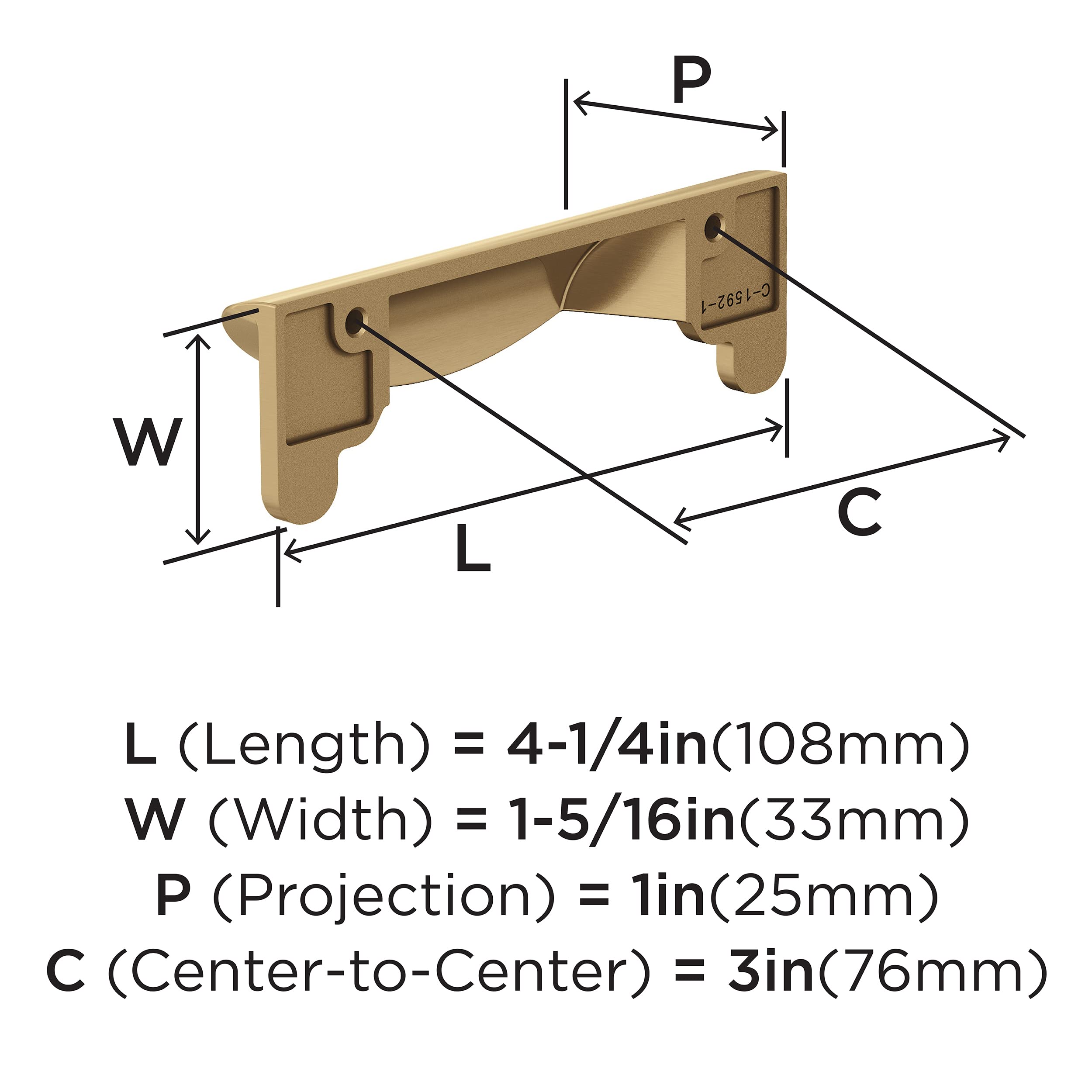 Accesorio Cocina Elegante Tirador Amerock BP54061 - Champán Dorado 457 Mm | Para Muebles Y Electrodomésticos Herrajes Muebles Diseño Clásico