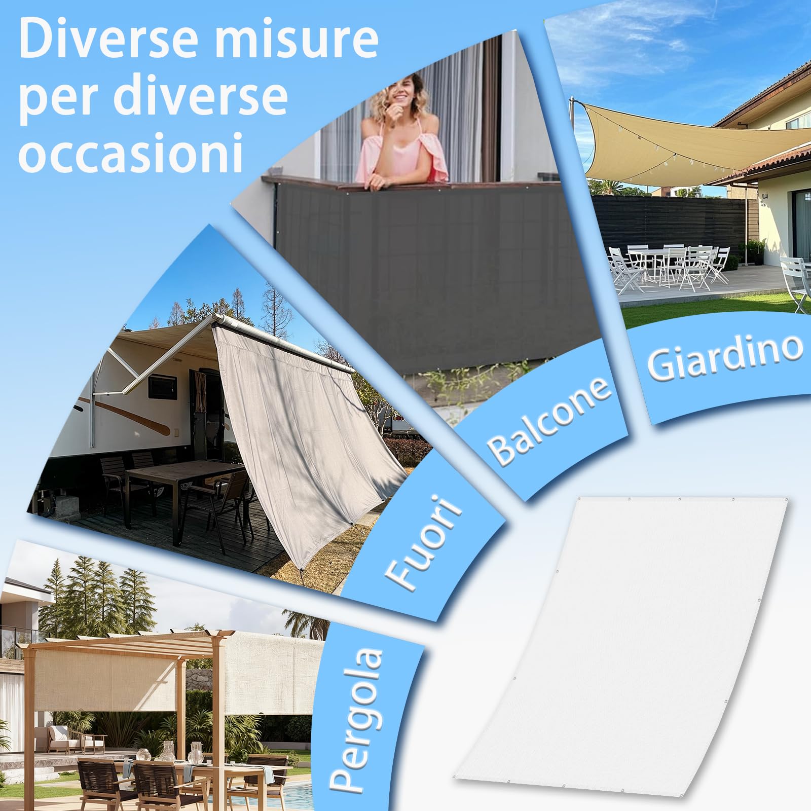 Sunnylaxx Tenda a Vela 2.5x3m-Bianco,Rettangolare Vela Ombreggiante,Sunnylaxx Con fori di fissaggio e cinghie,protezione solare per esterni,per giardino balcone,serra,piante,terrazzo, pollaio,