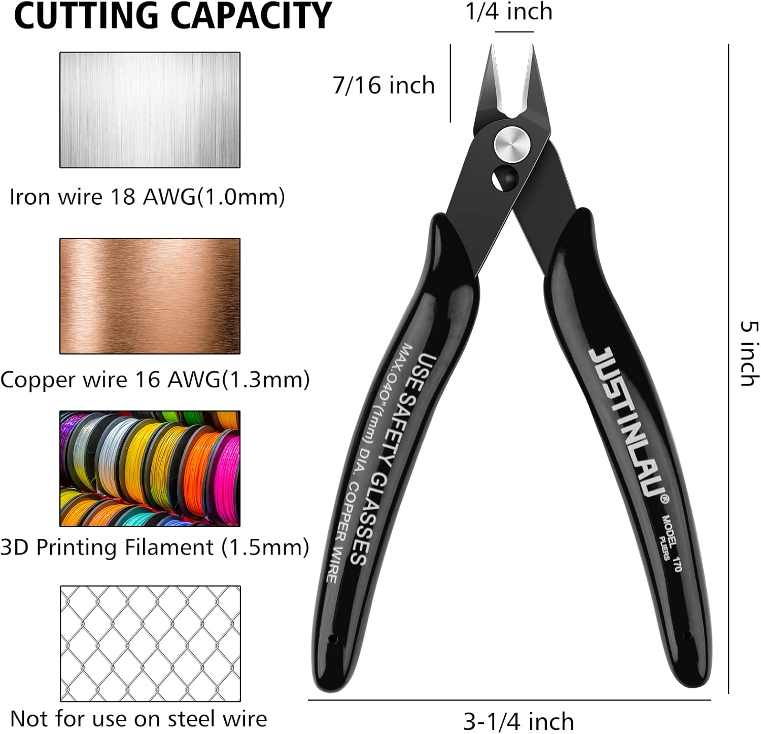 2Pcs 5 inch Small Flush Cutters Wire Snips Clippers Diagonal Cutters, Wire Cutter Soft Copper Wire Snips and Side Cutting Pliers for Electronic, Model, Jewelry Making (black)